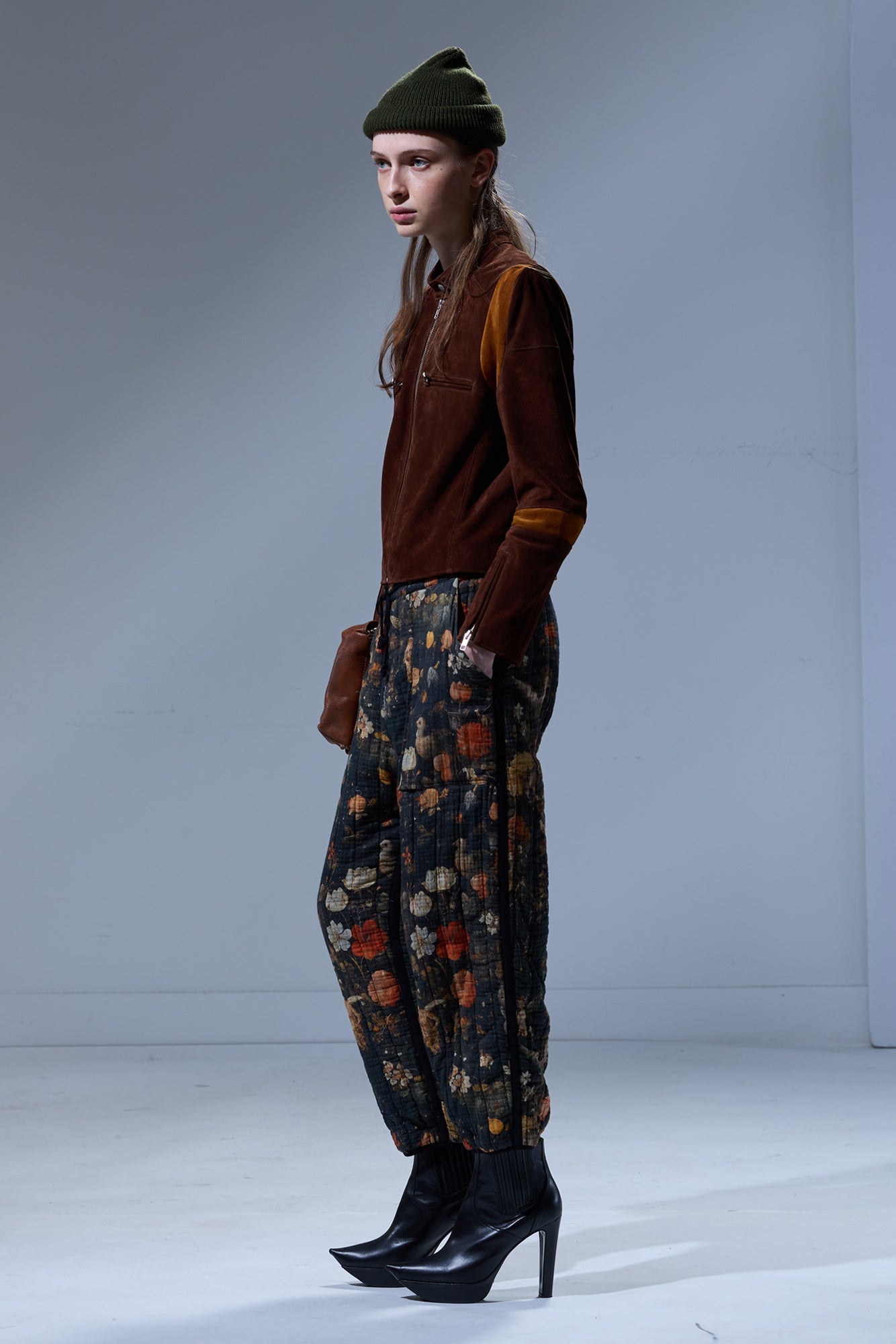 REVERSIBLE QUILTED PANT - NAVY PLAID WITH MULTICOLOR FLORAL BROWN - R13