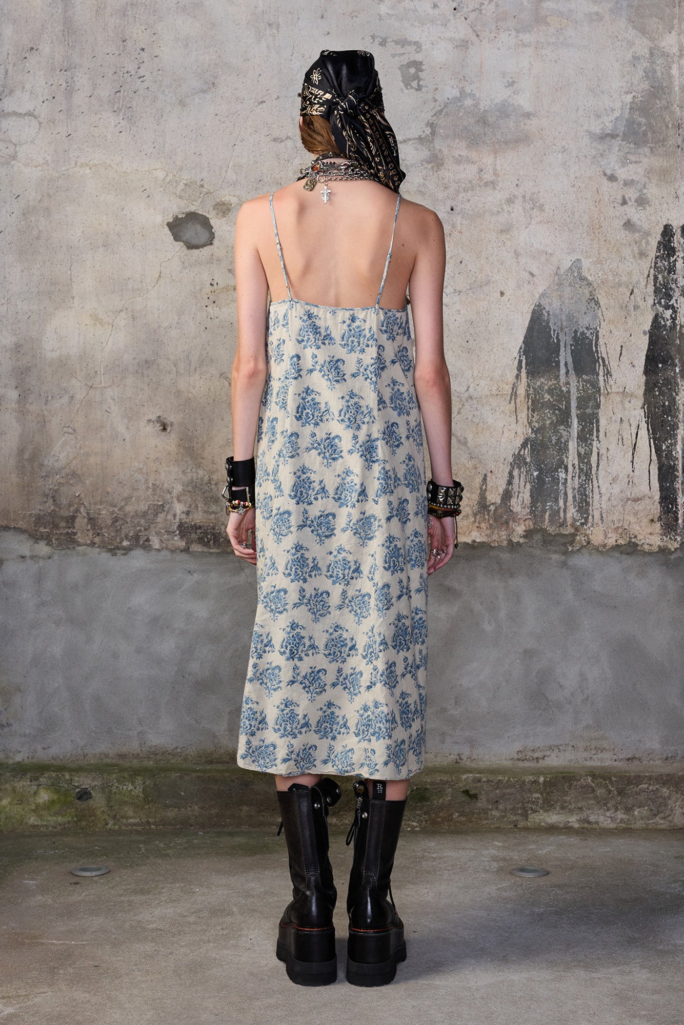 REVERSIBLE SLIP DRESS - BLUE PAISLEY INDIGO PRINT - R13