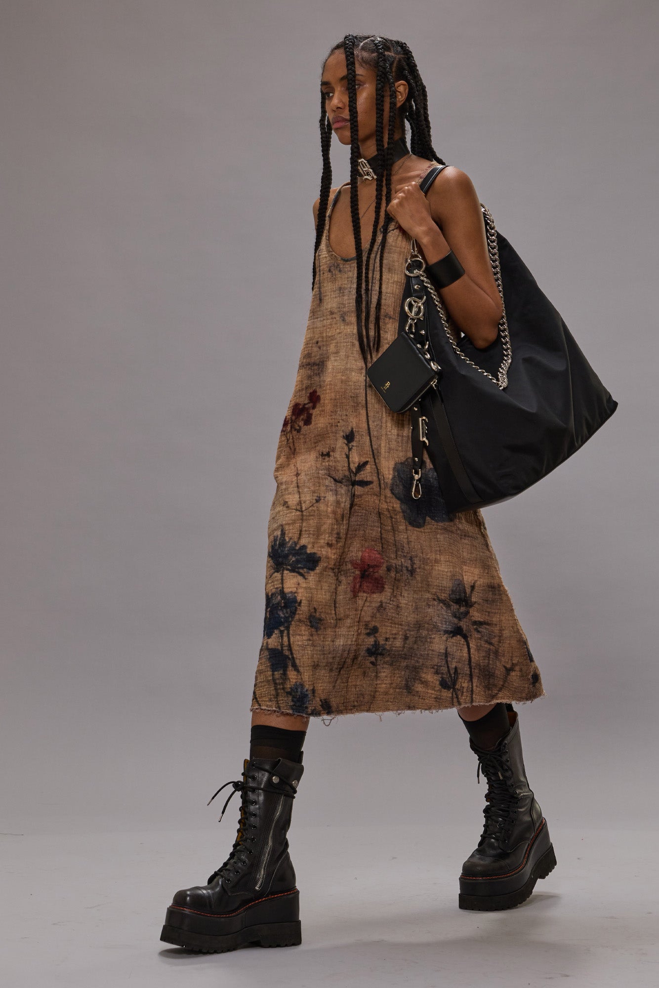 REVERSIBLE TANK DRESS - PLAID WITH KHAKI FLORAL - R13