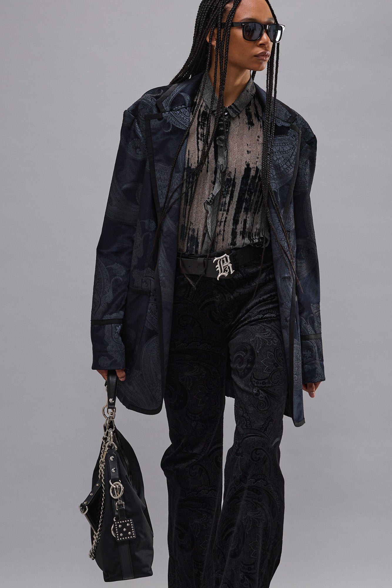 RUFFLE BLOUSE - DISTRESSED BLACK