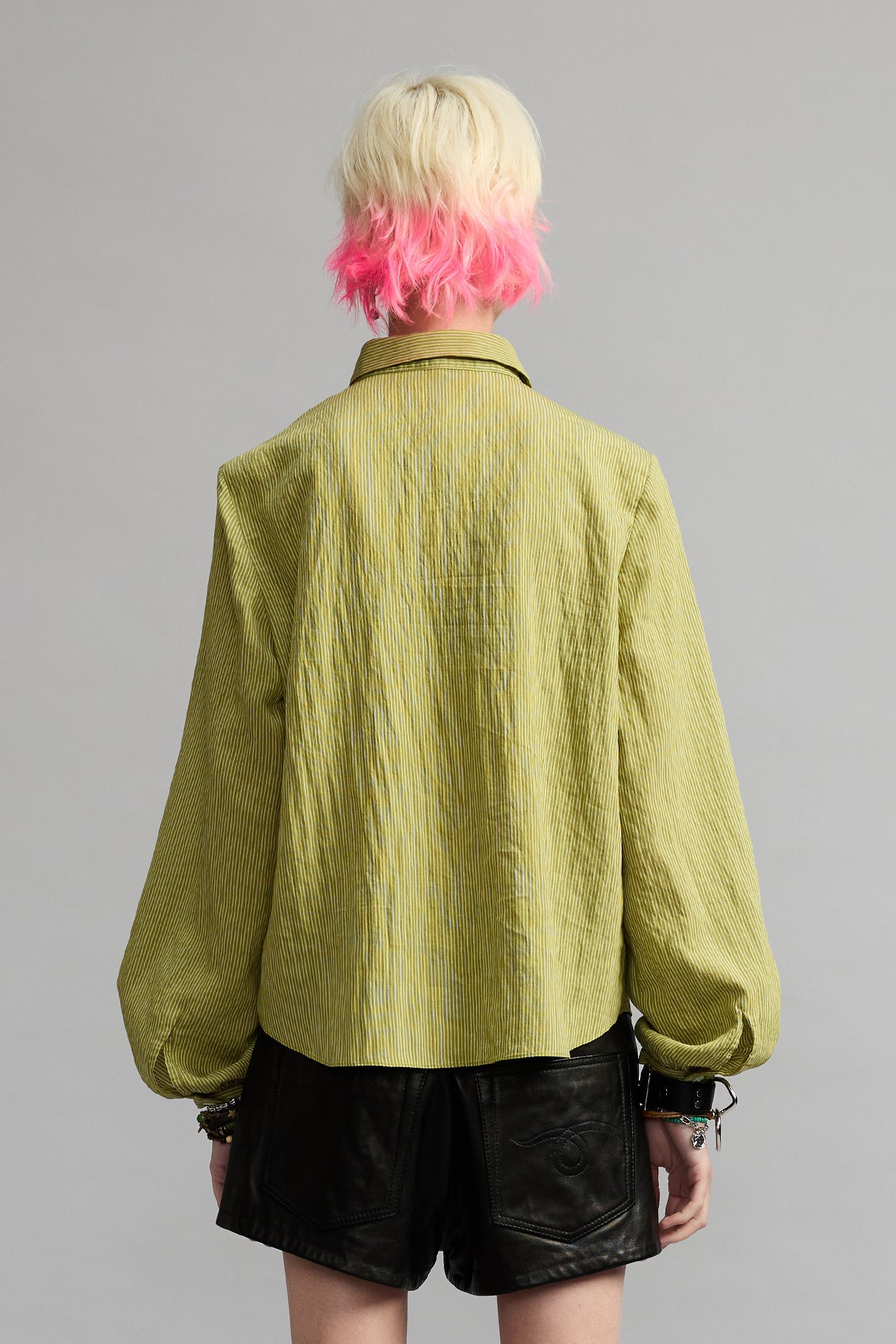 Ruffle Blouse - Green Stripe - R13