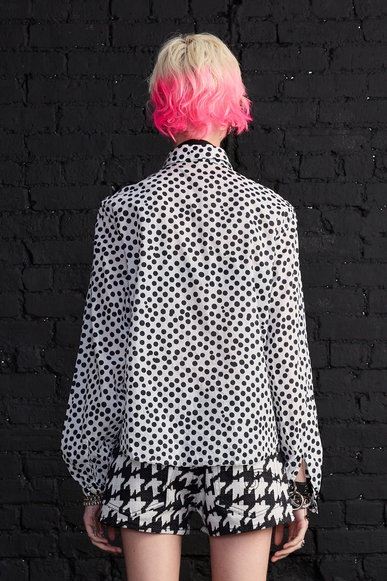 Ruffle Blouse - White With Polka Dot - R13