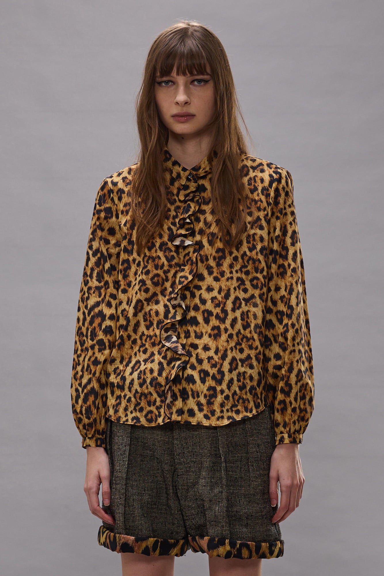 Ruffle Blouse - Yellow Cheetah - R13