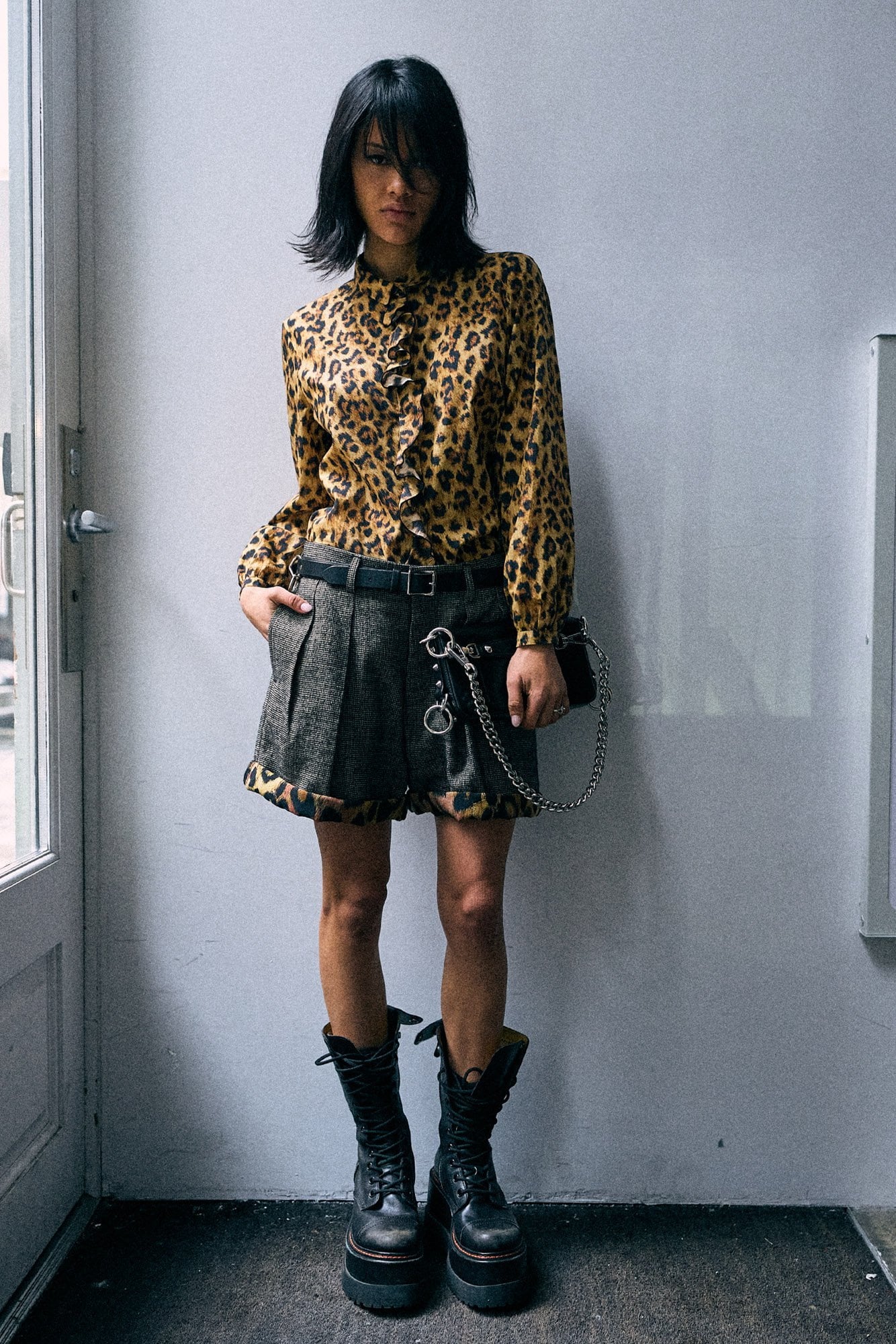 Ruffle Blouse - Yellow Cheetah - R13