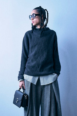Sailor Mock Neck Sweater - Charcoal Grey - R13