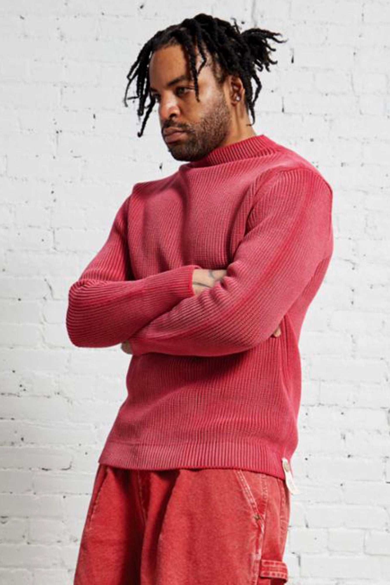 Sailor Mock Neck Sweater - Pink Garment Dye