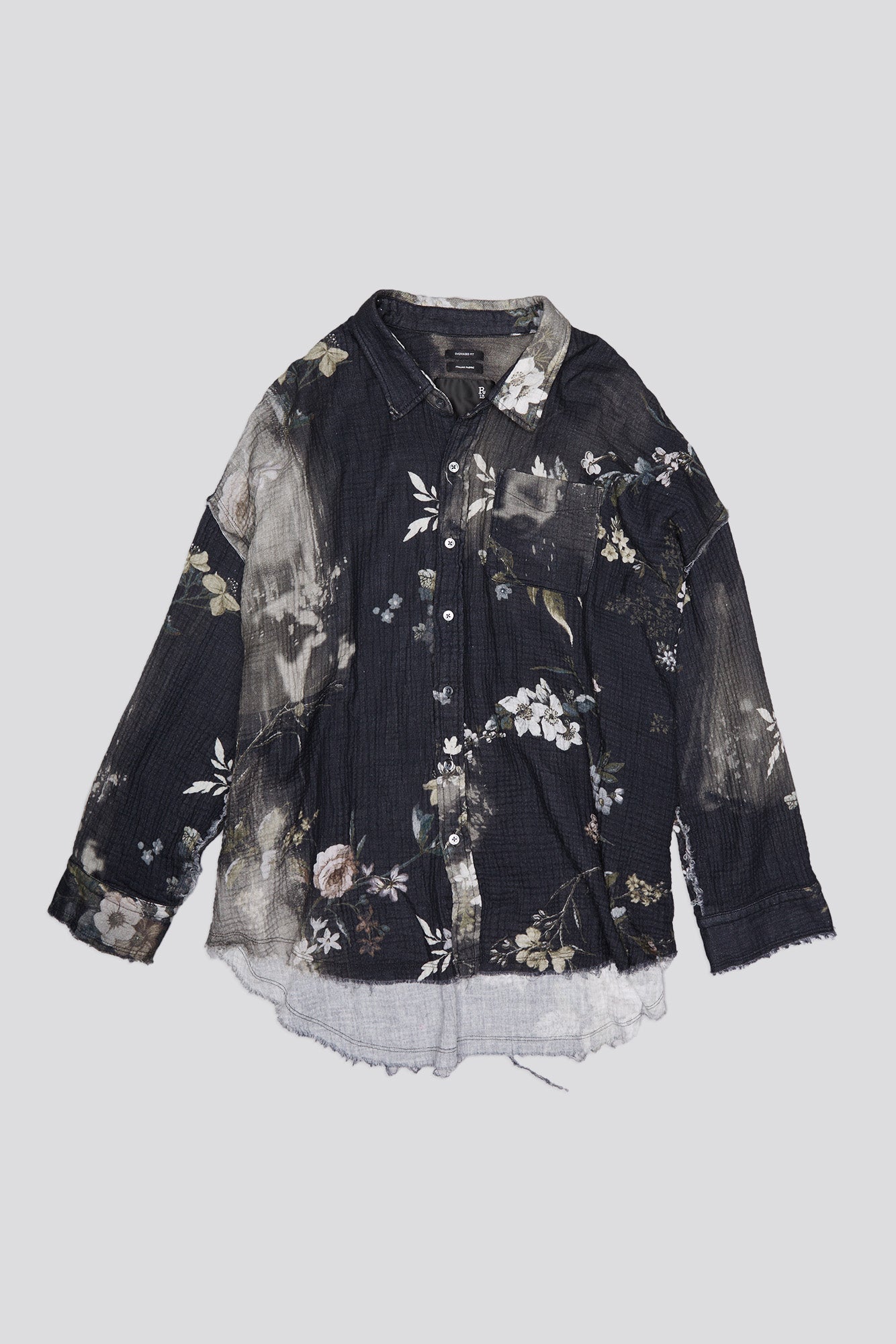 Shredded Seam Drop Neck - Bleached Black Floral - R13
