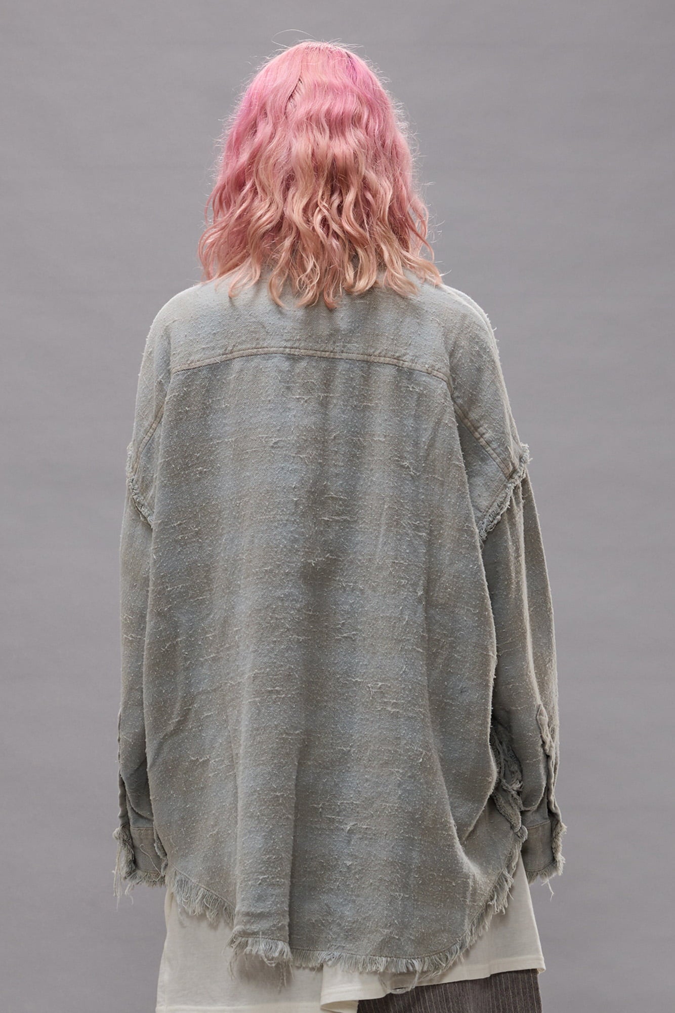 Shredded Seam Drop Neck Shirt - Faded Blue Plaid - R13