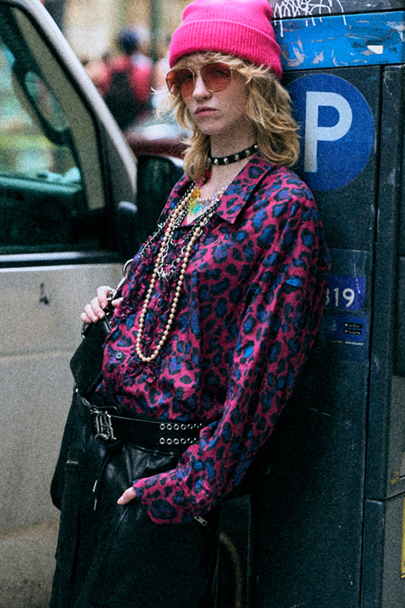 SHREDDED SEAM RUFFLE SHIRT - PINK LEOPARD MULTIPRINT