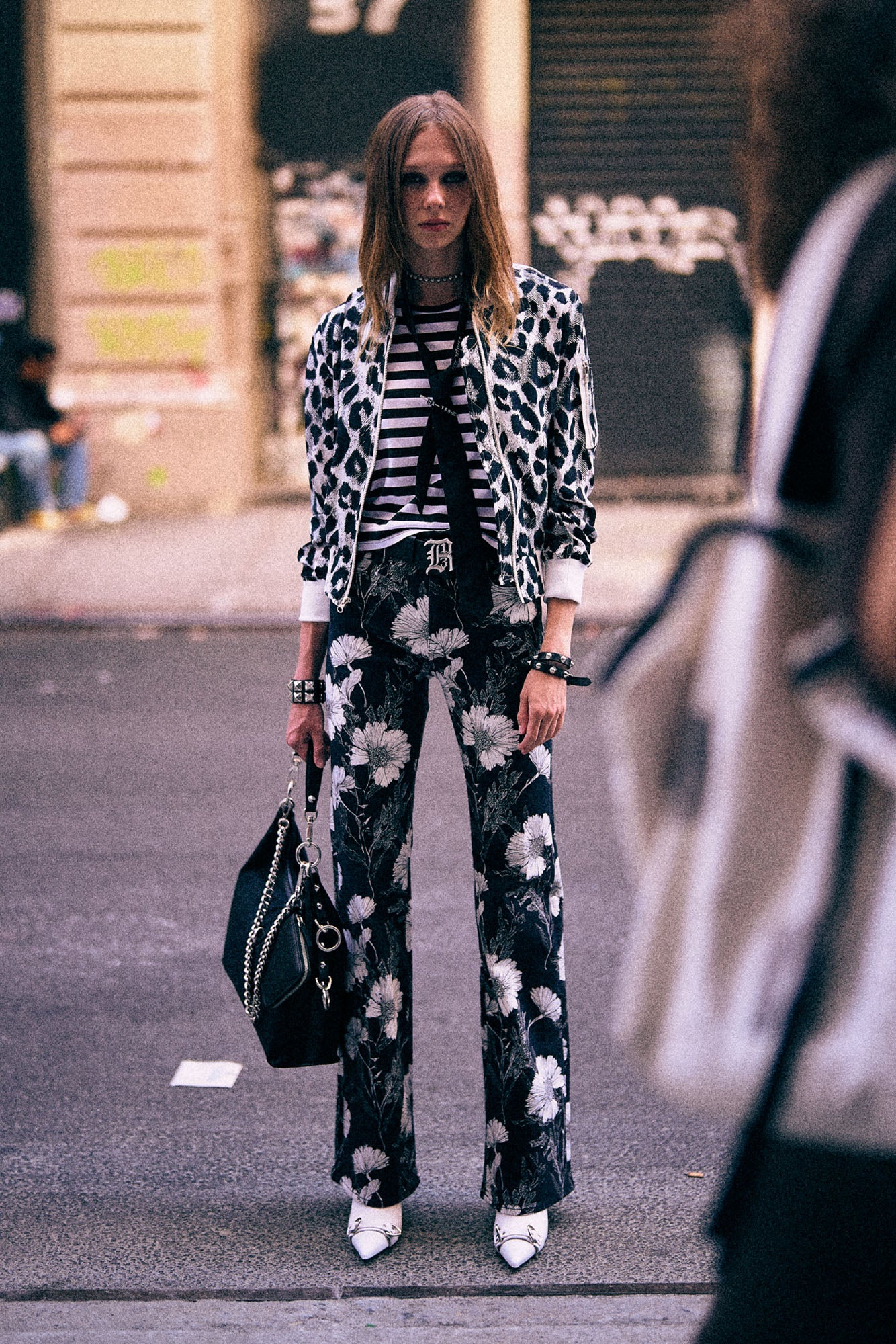 Shrunken Flight Bomber - Black And White Leopard - R13