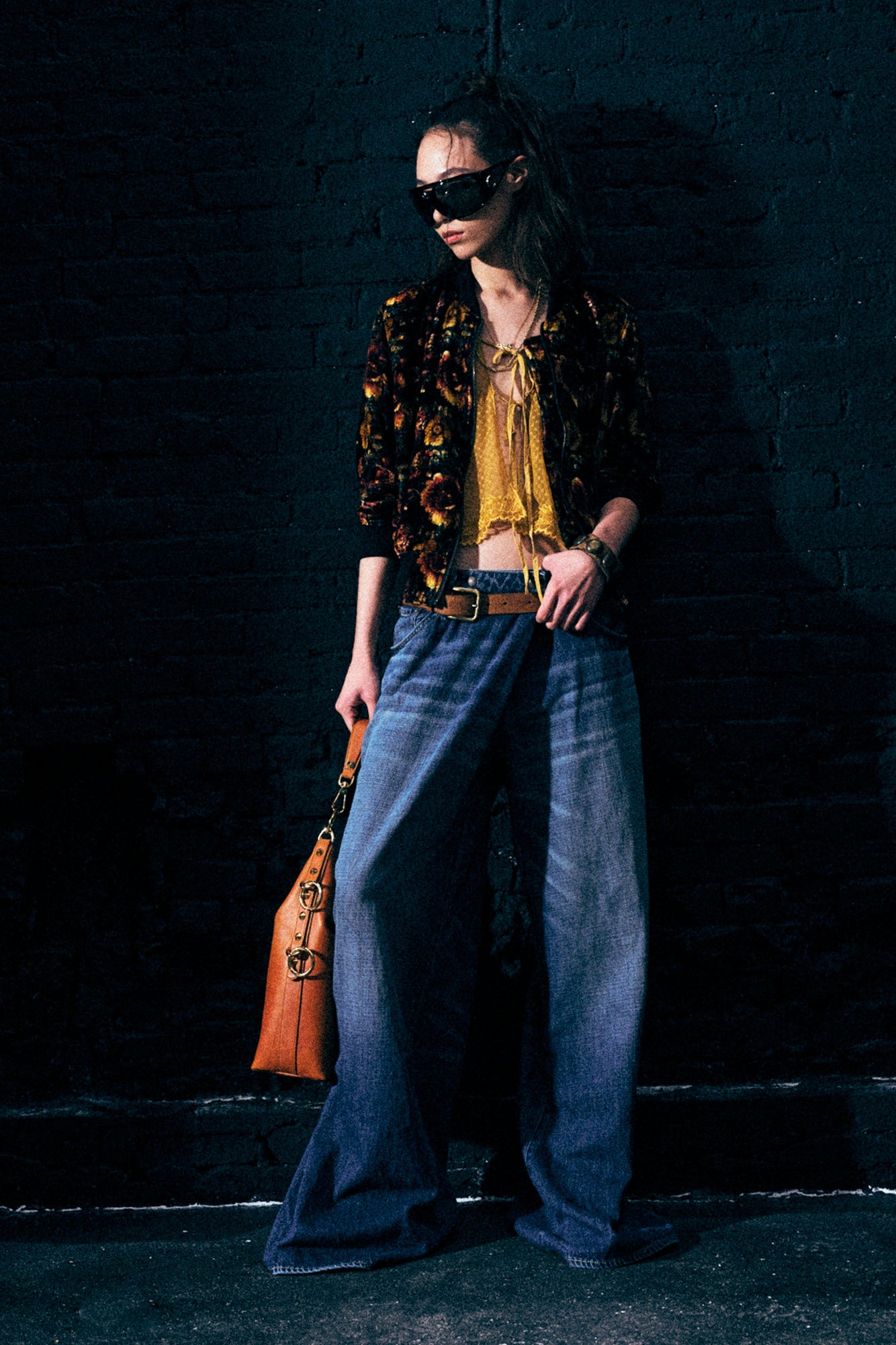 SHRUNKEN FLIGHT BOMBER - ORANGE MULTI FLORAL - R13