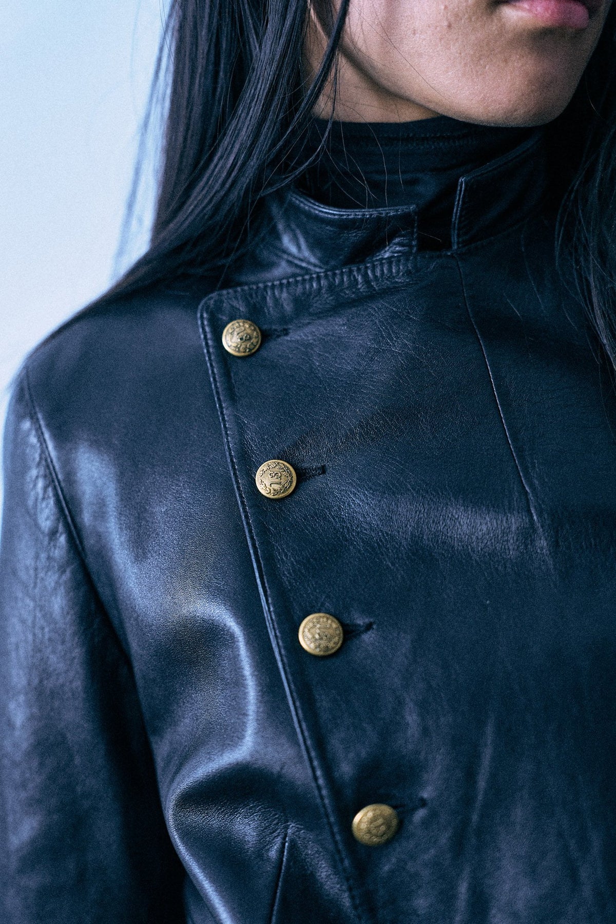 Shrunken Leather Peacoat - Black - R13