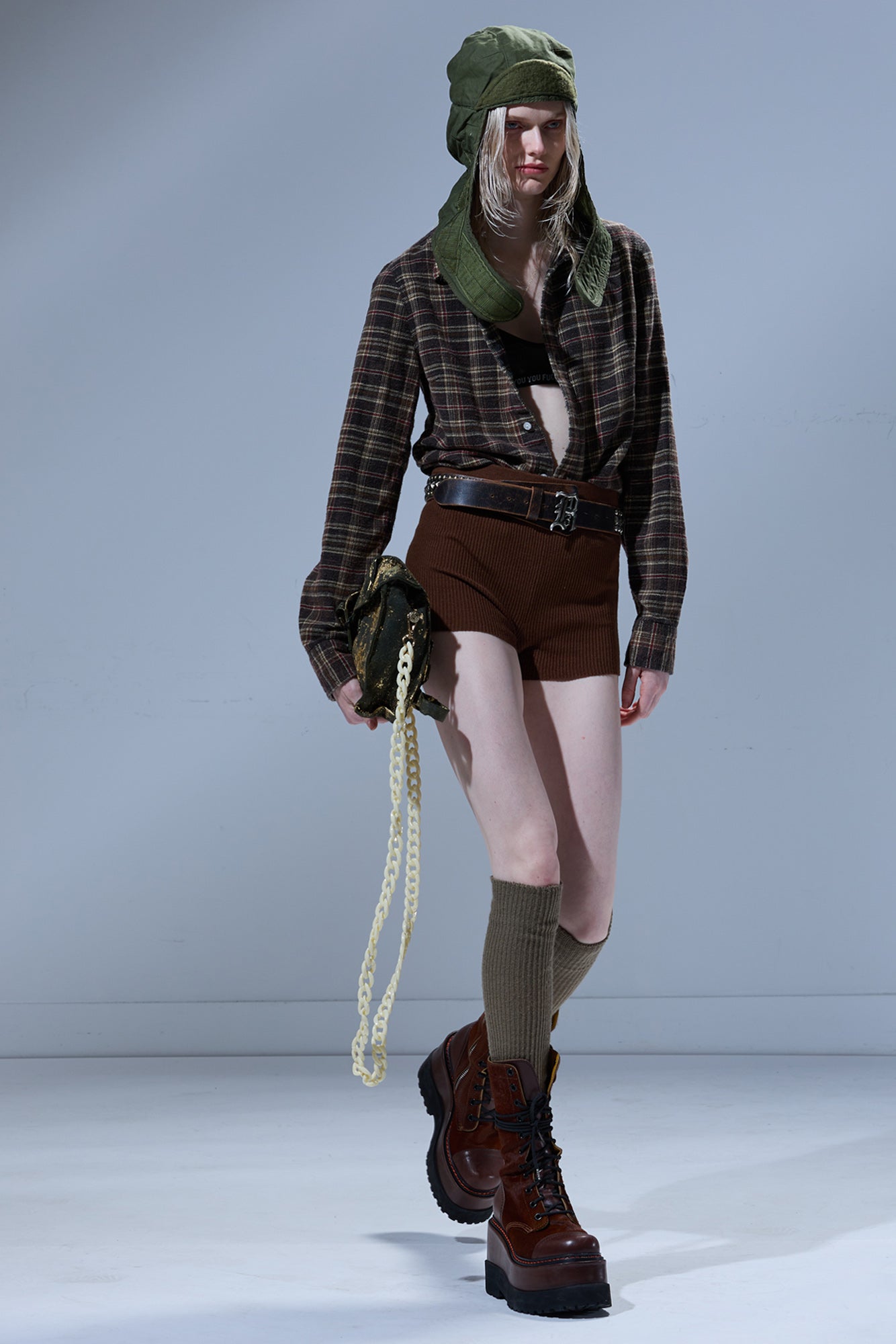 SHRUNKEN SHIRT - TEAL / NAVY / YELLOW PLAID BROWN - R13