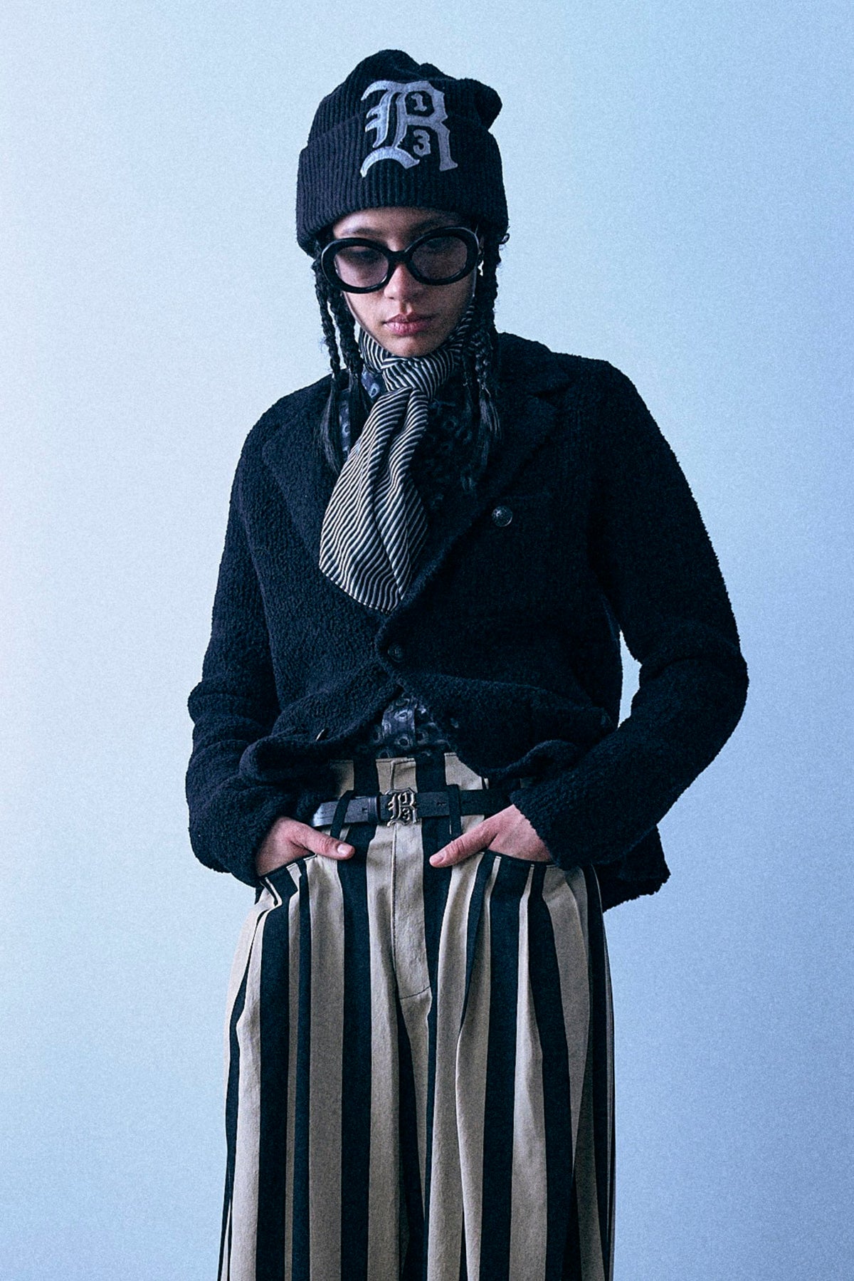Shrunken Sweater Blazer - Black Boucle - R13