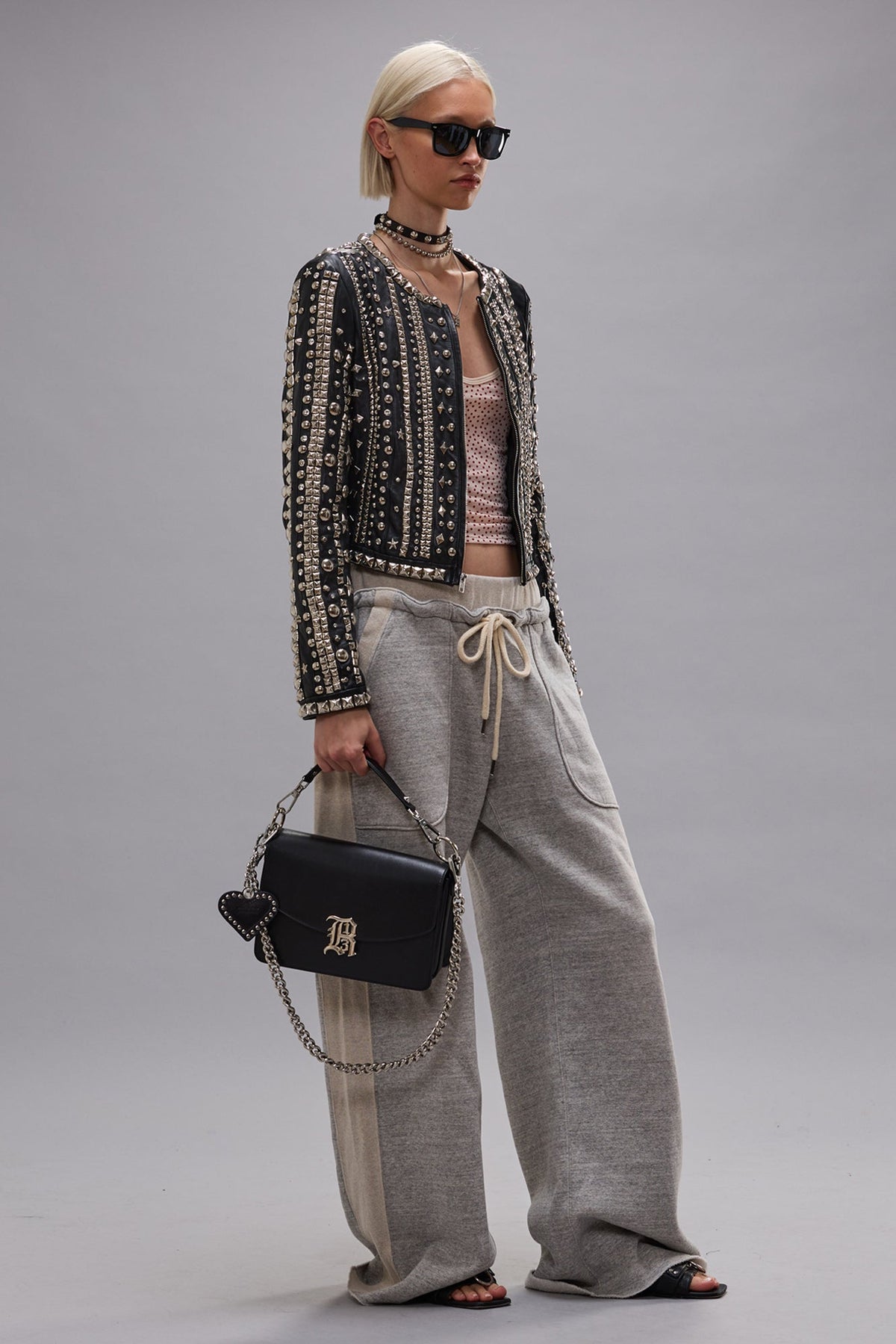 Side Insert Sweatpant Heather Grey W Oatmeal