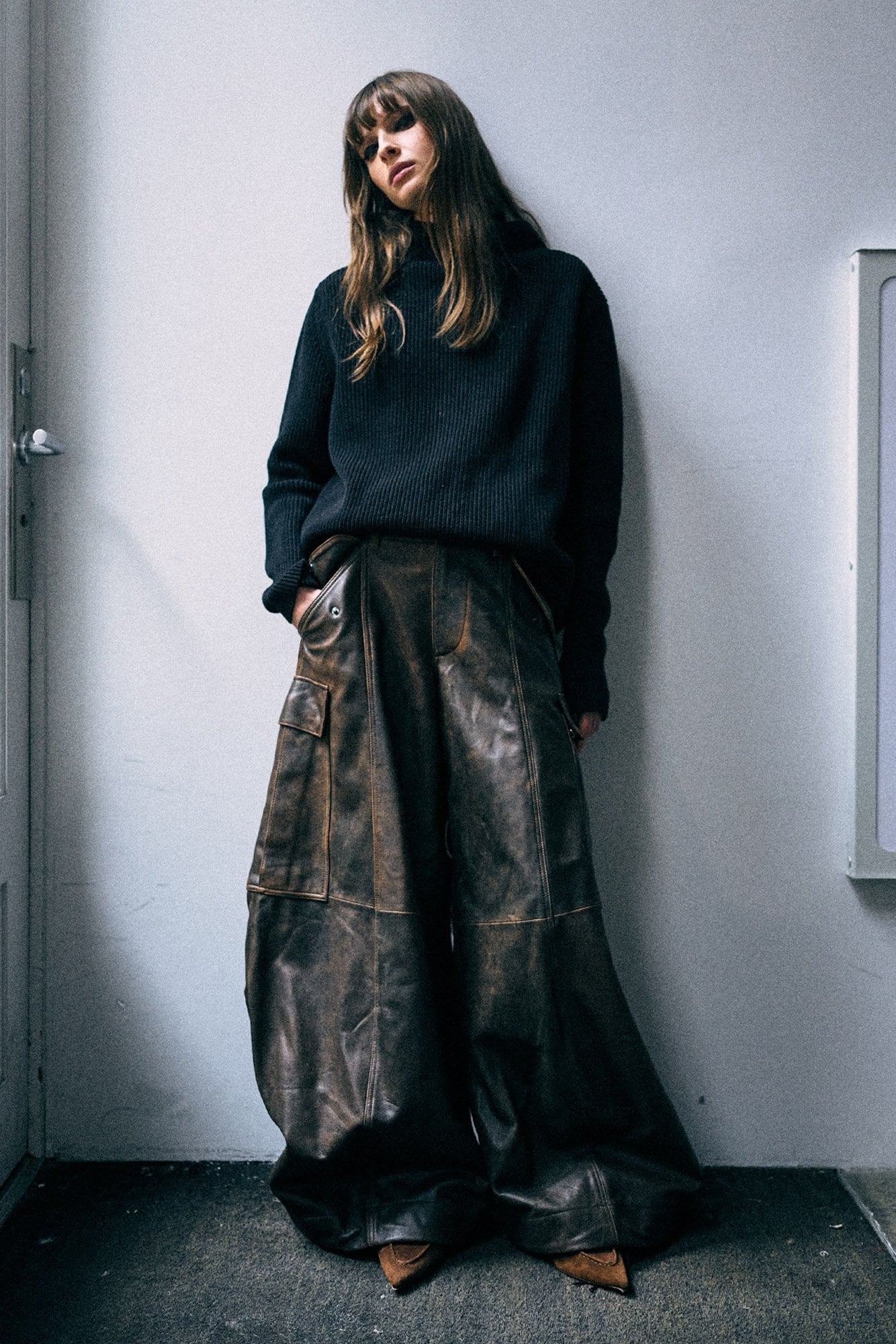 Siouxsie Field Leather Cargo Pant - Brown - R13