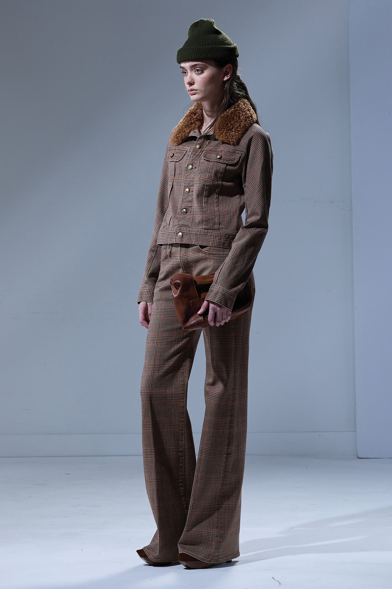 SKINNY TRUCKER JACKET - BROWN GLENPLAID - R13