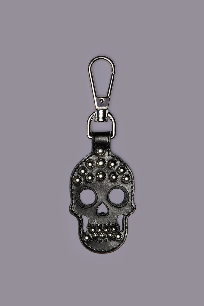 SKULL KEYCHAIN - BLACK WITH SILVER