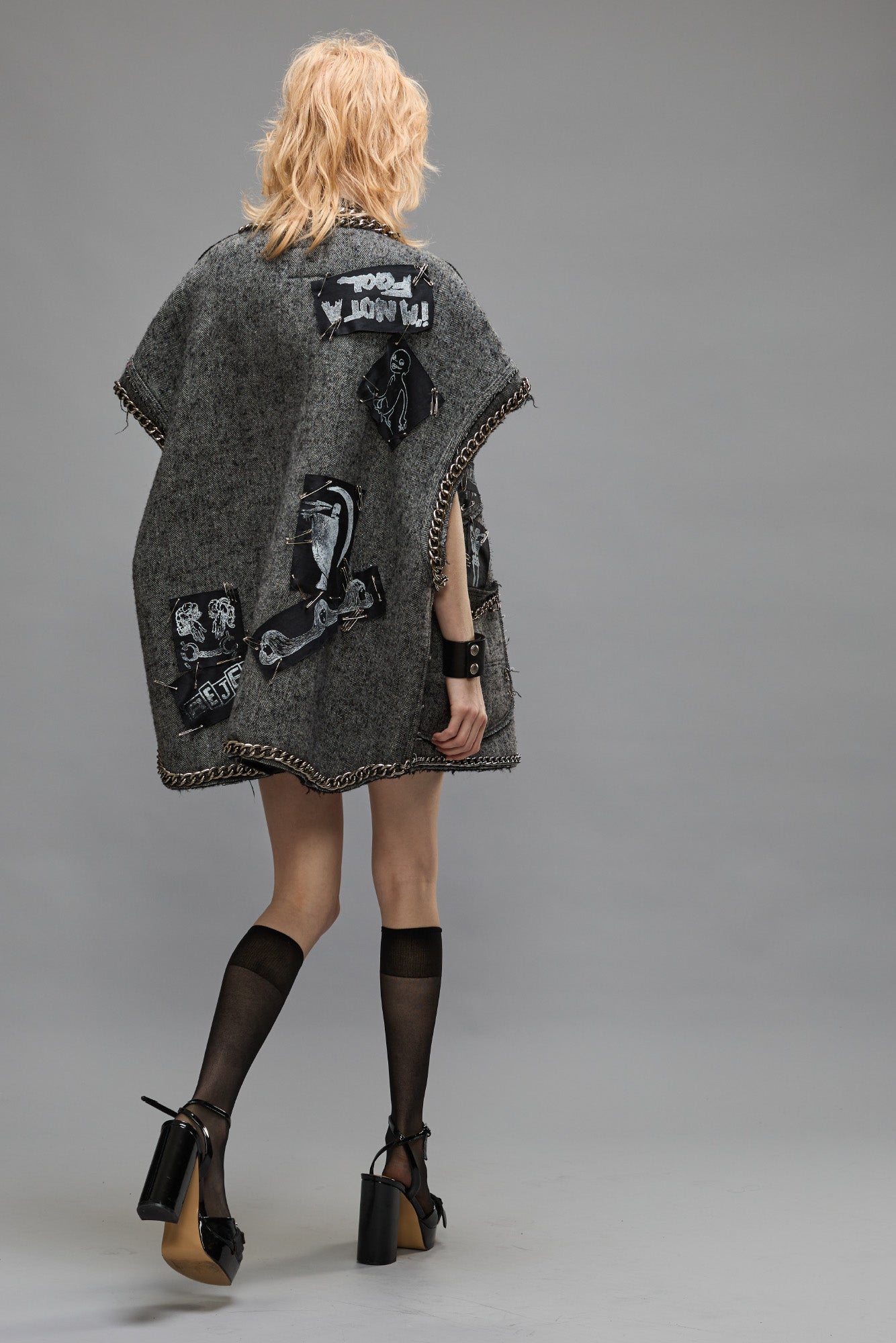 Sleeveless Chore Jacket - Grey Herringbone - R13