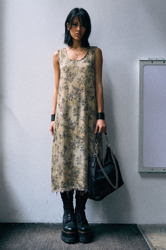 Sleeveless Midi - Green Floral