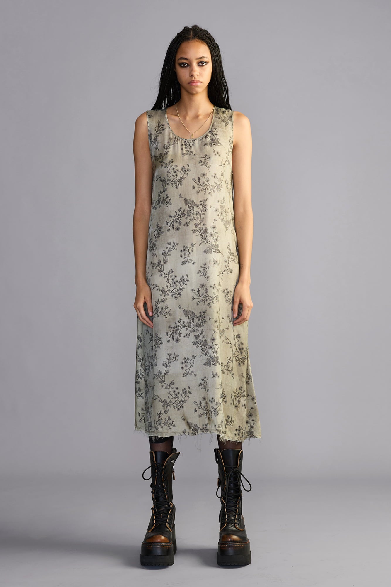Sleeveless Midi - Green Floral - R13