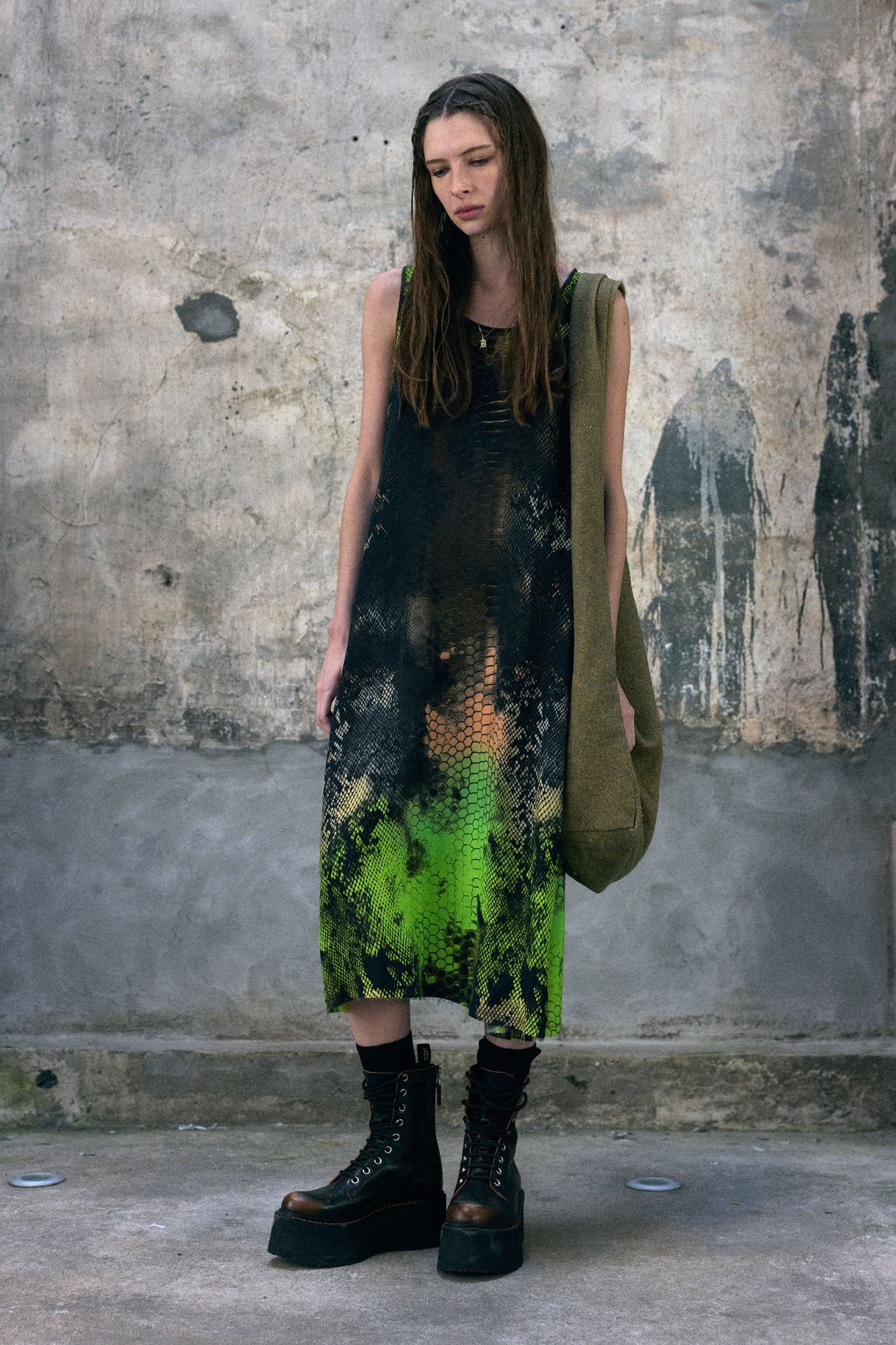Sleeveless Midi - Green Multi Python
