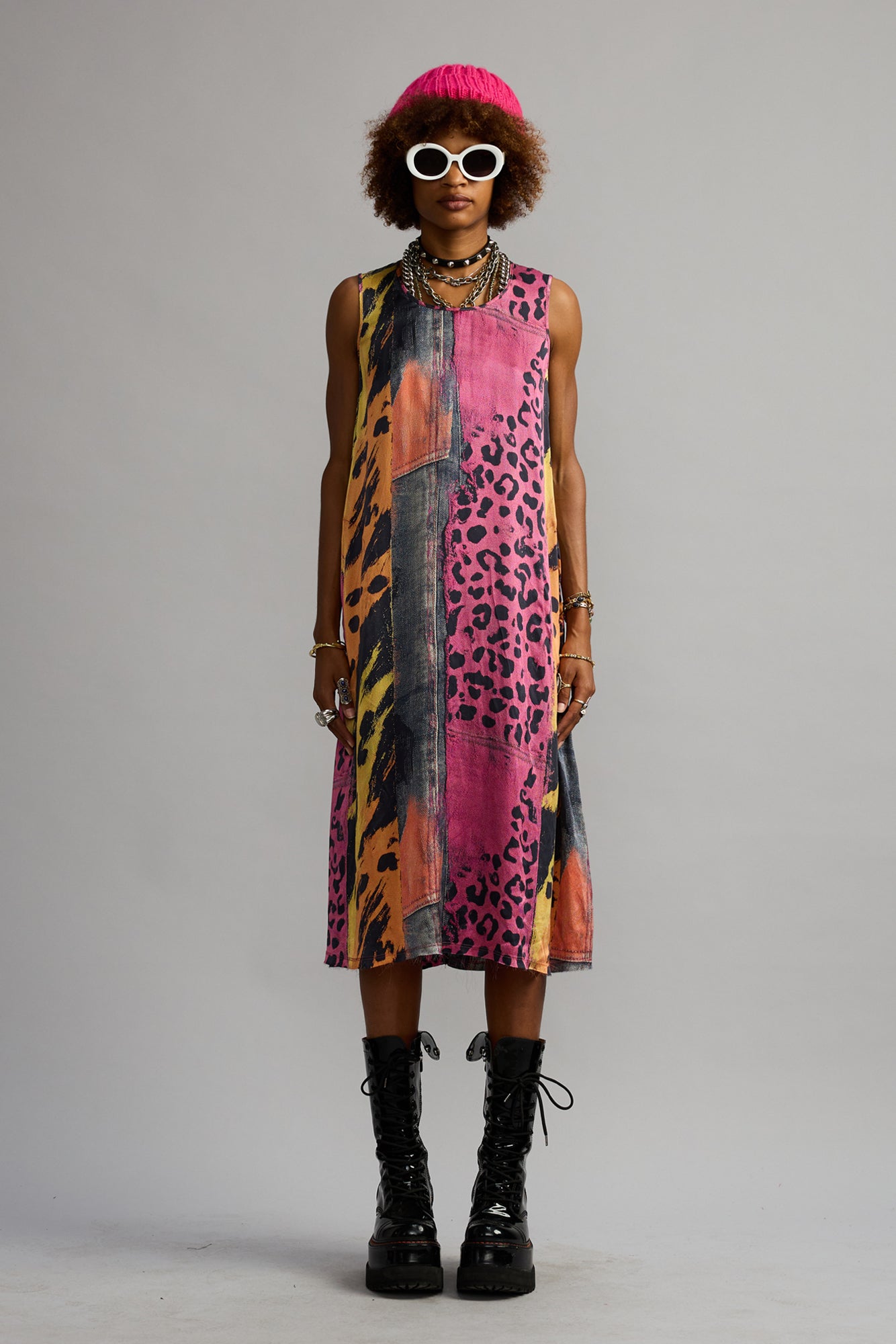 Mie_yamDeuxieme dignity sleeveless SLEEVELESS MIDI - PINK AND ORANGE MULTICOLOR - R13