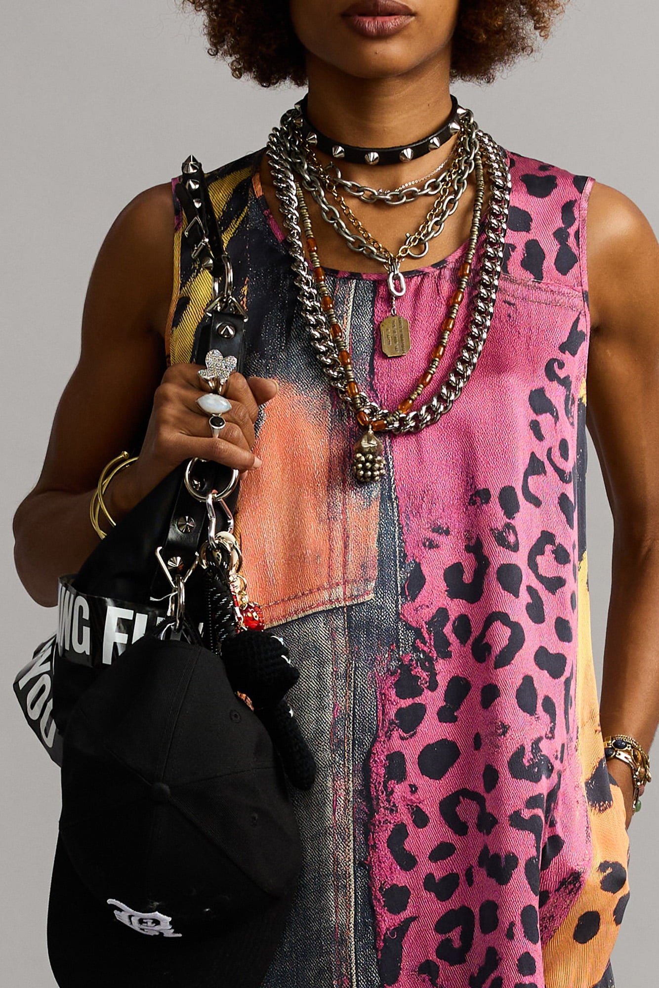 SLEEVELESS MIDI - PINK AND ORANGE MULTICOLOR - R13