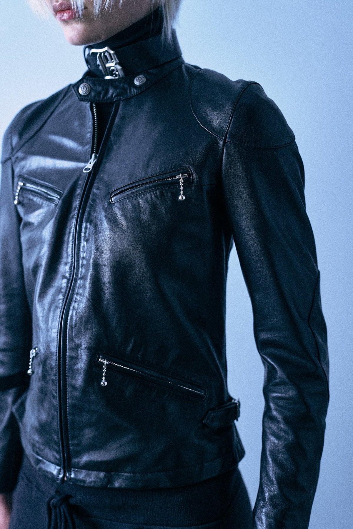 Slim Leather Cafe Racer - Black - R13