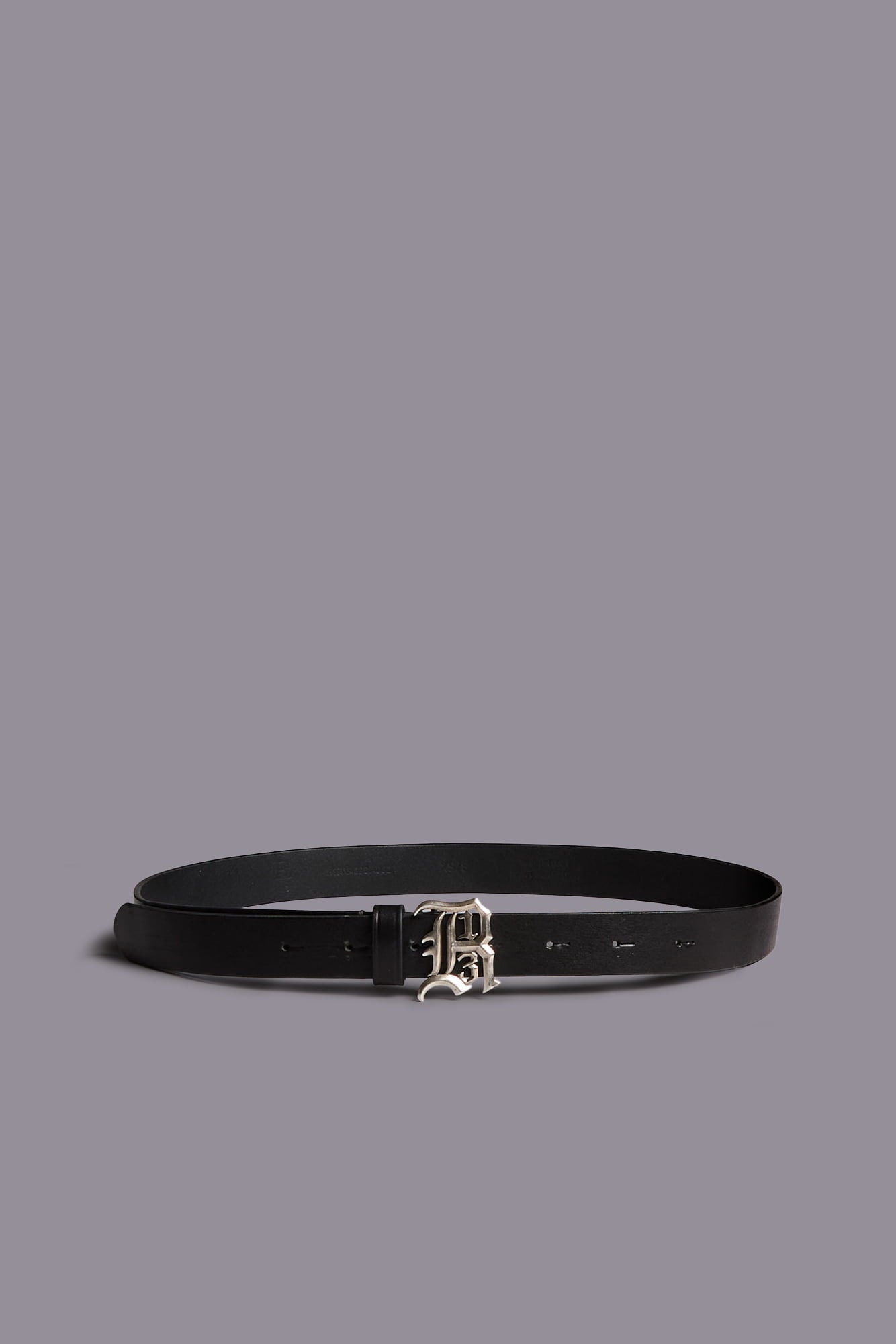 Slim Silver Buckle R13 Logo Belt - Black - R13