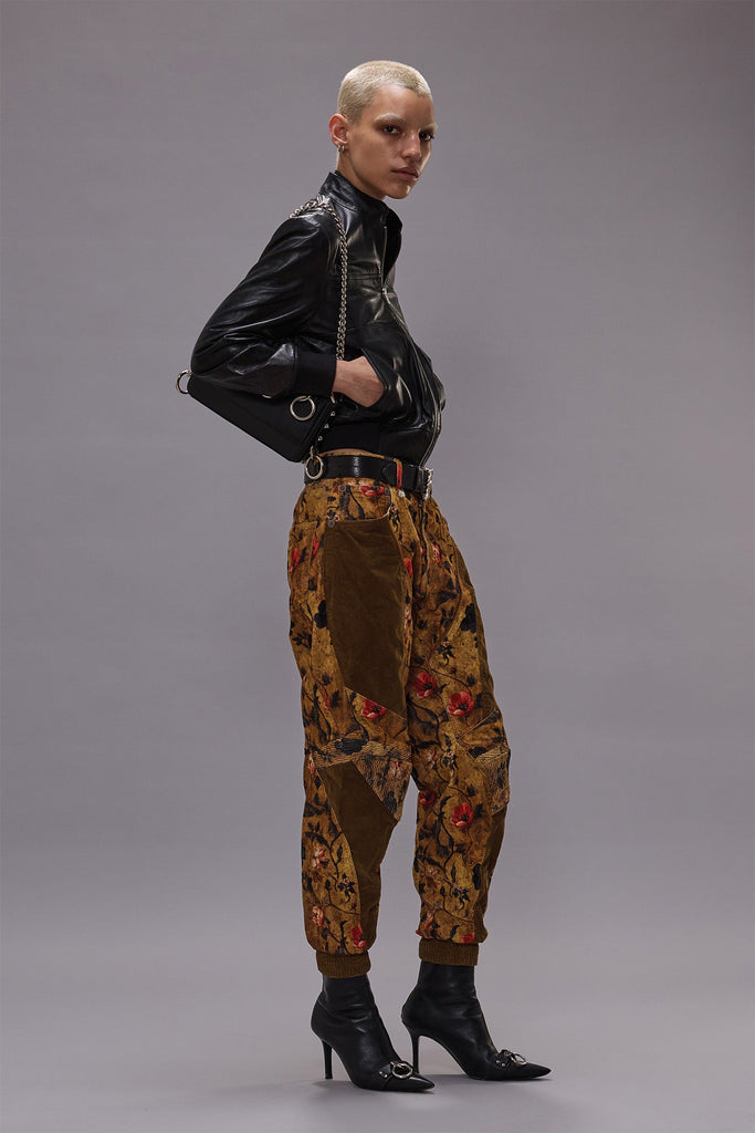 SLOUCH MOTOCROSS JEAN - ANTIQUE FLORAL VELVETEEN