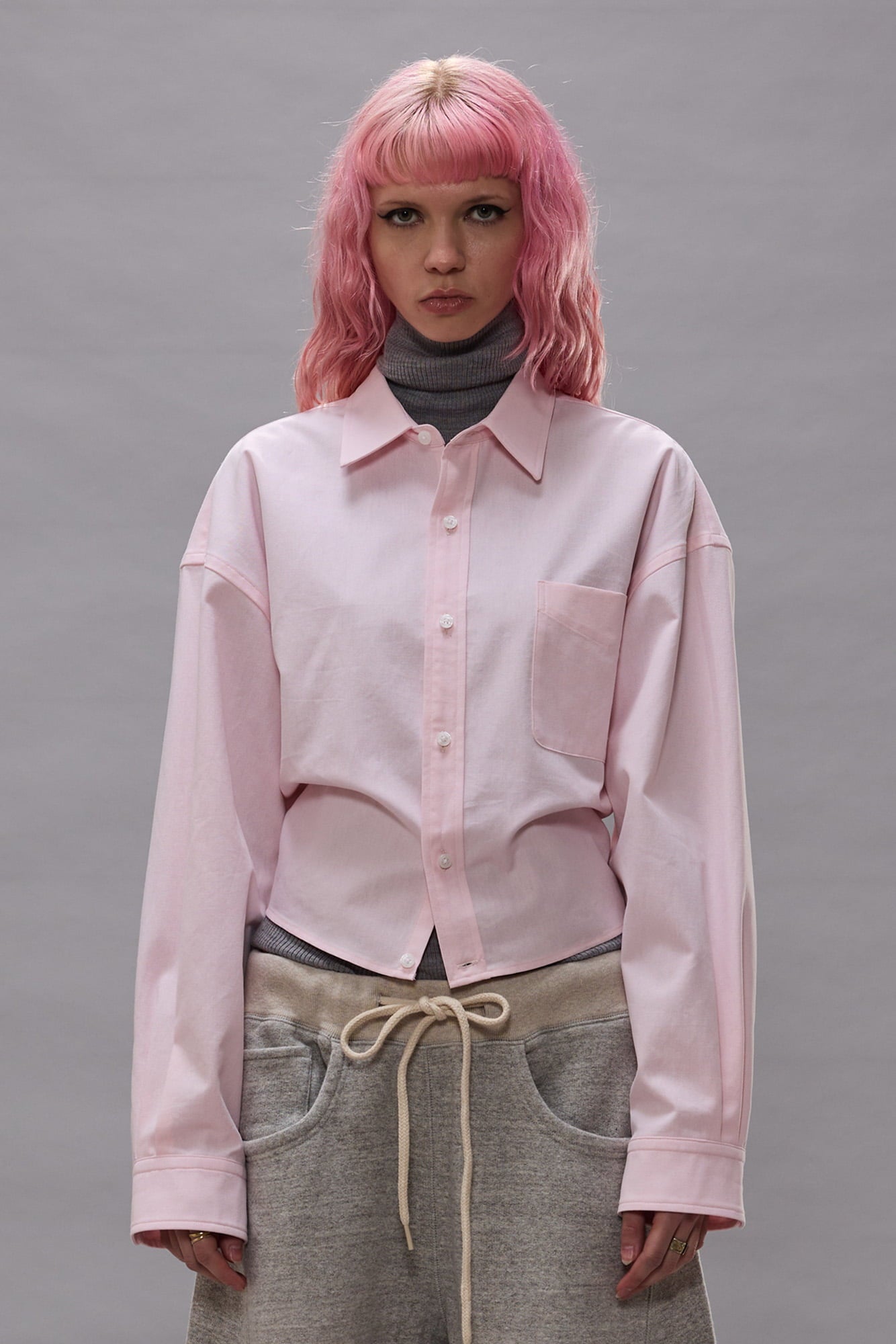 Split Hem Boyfriend Shirt - Light Pink - R13