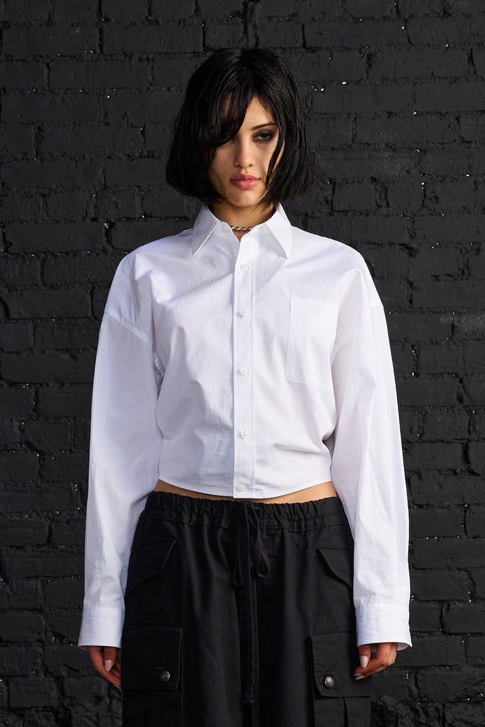 Split Hem Boyfriend Shirt - White