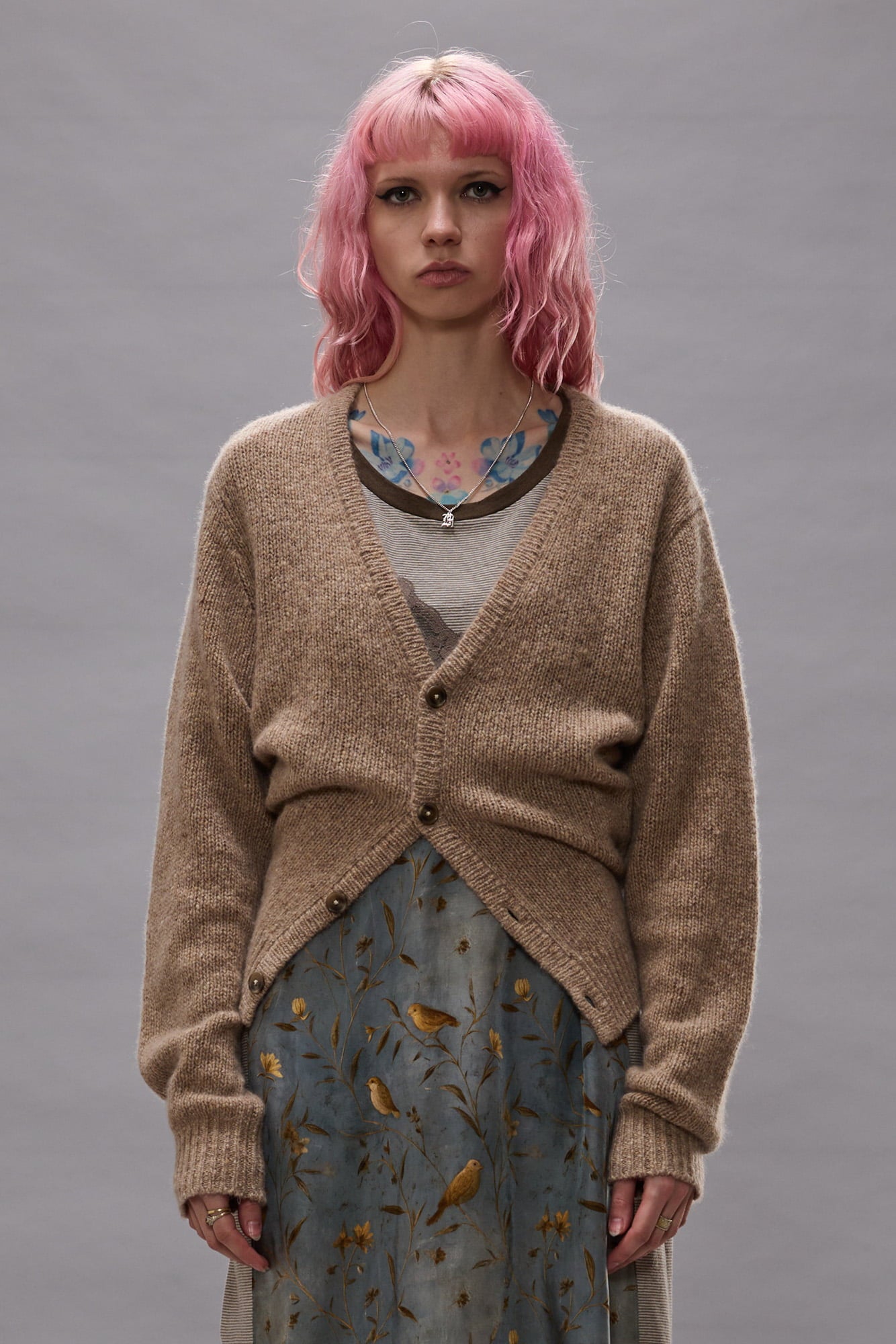 Split Hem Cardigan - Camel Brown - R13