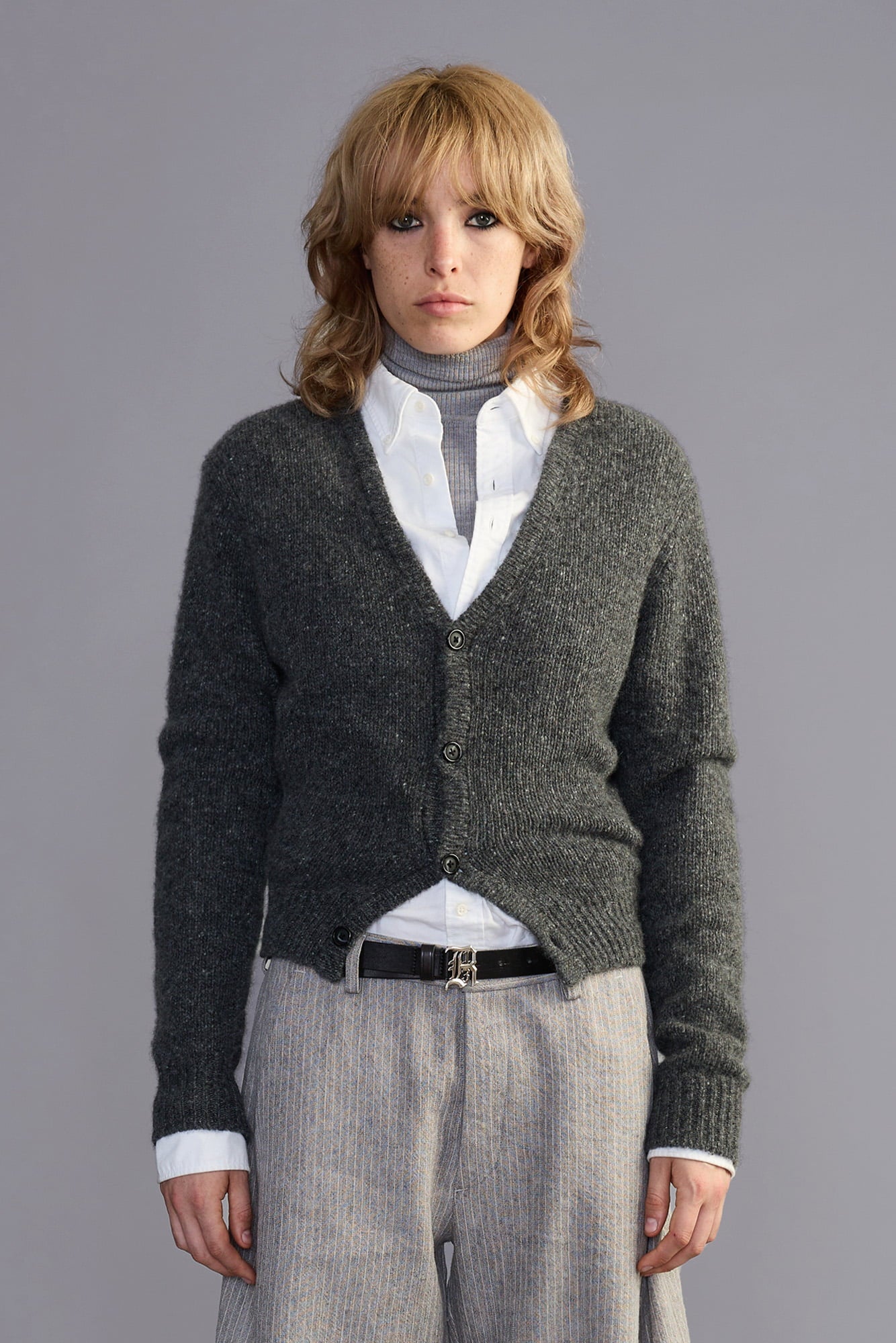 Split Hem Cardigan - Charcoal Grey - R13