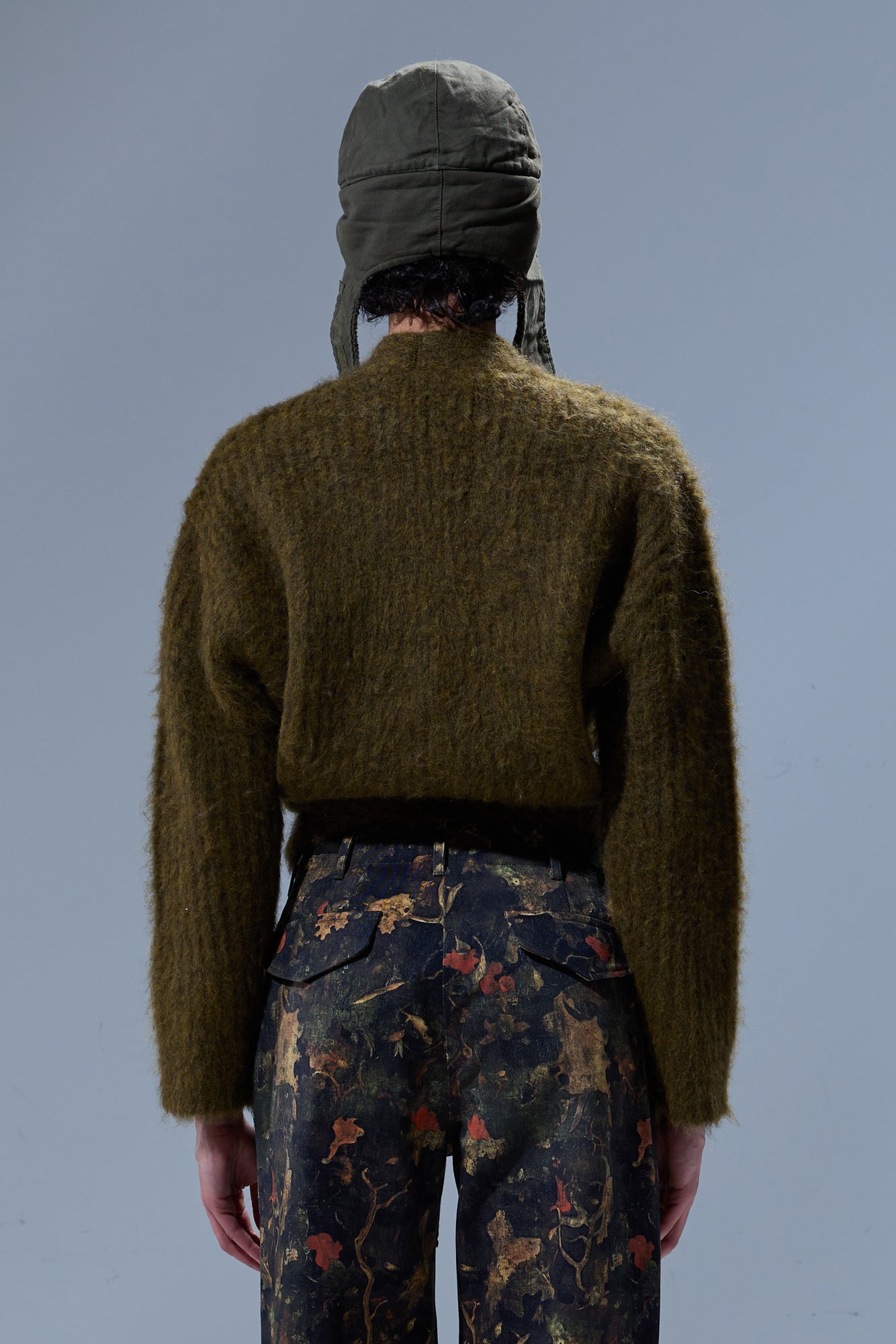 SPLIT HEM RIBBED CARDIGAN - HEATHER OLIVE GREEN - R13