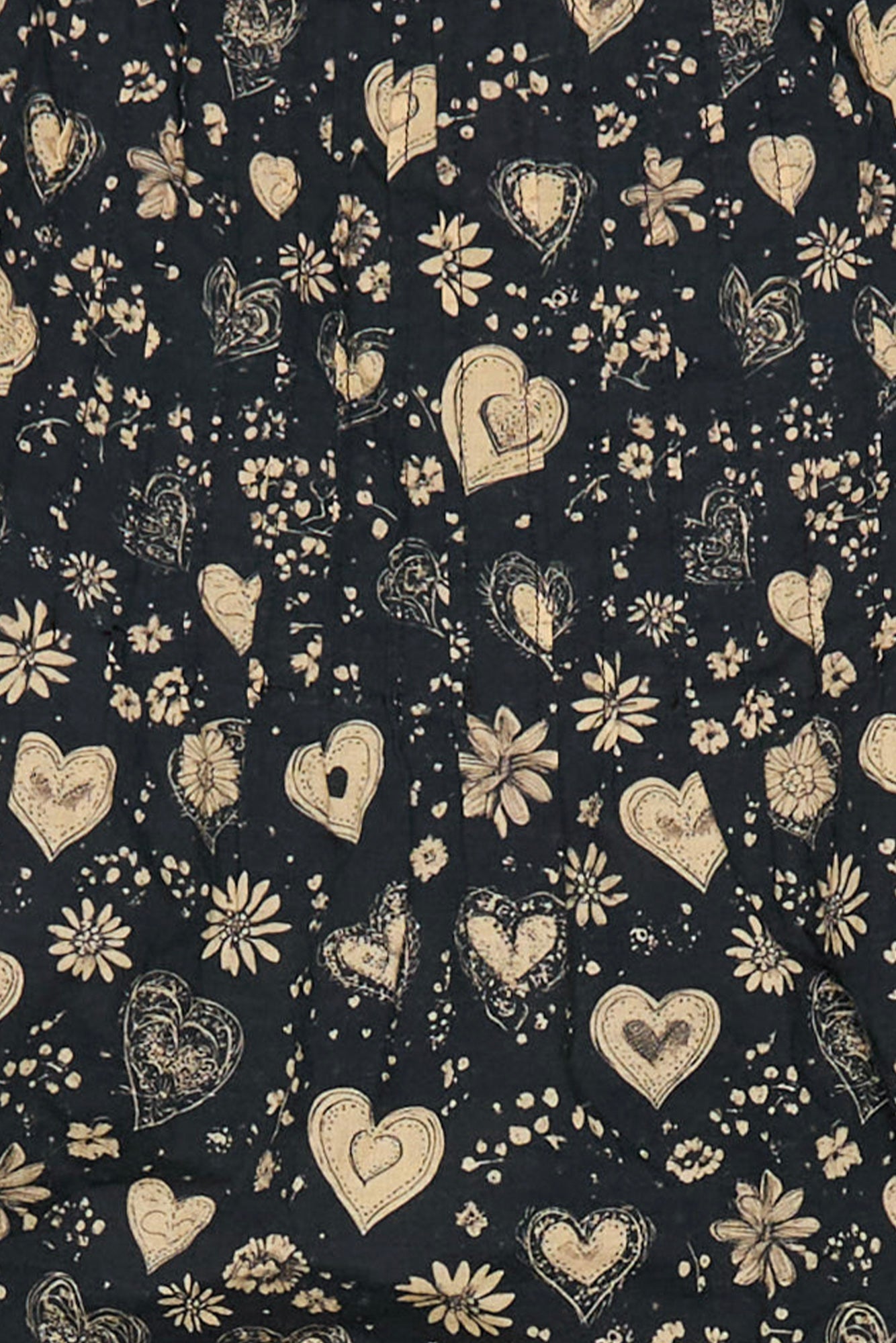 SQUARE NECK CAMI WITH TIES - HEARTS ON BLACK - R13