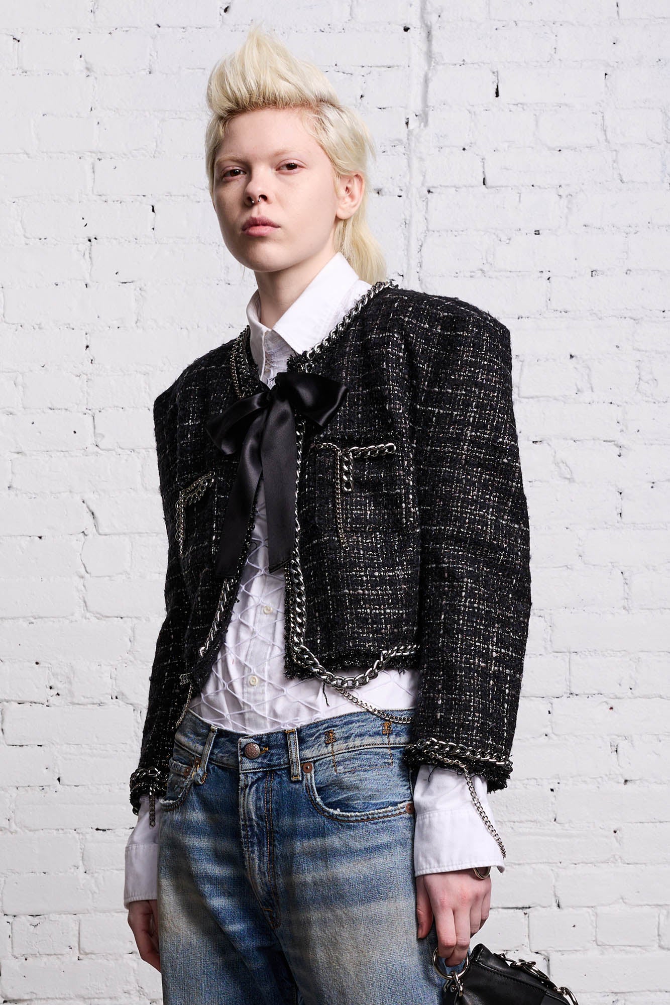 Square Shoulder Jacket - Black Tweed - R13