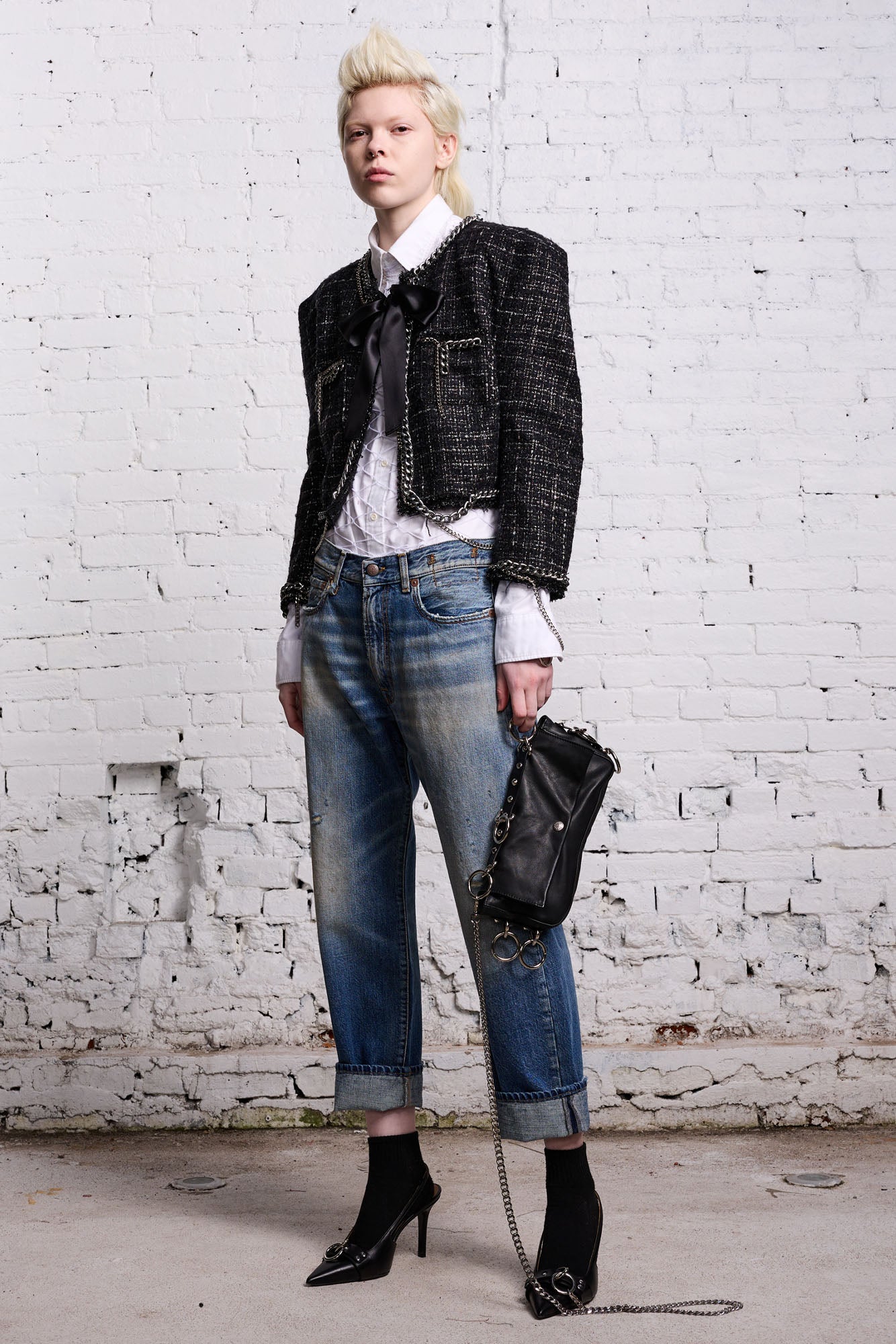 Square Shoulder Jacket - Black Tweed - R13
