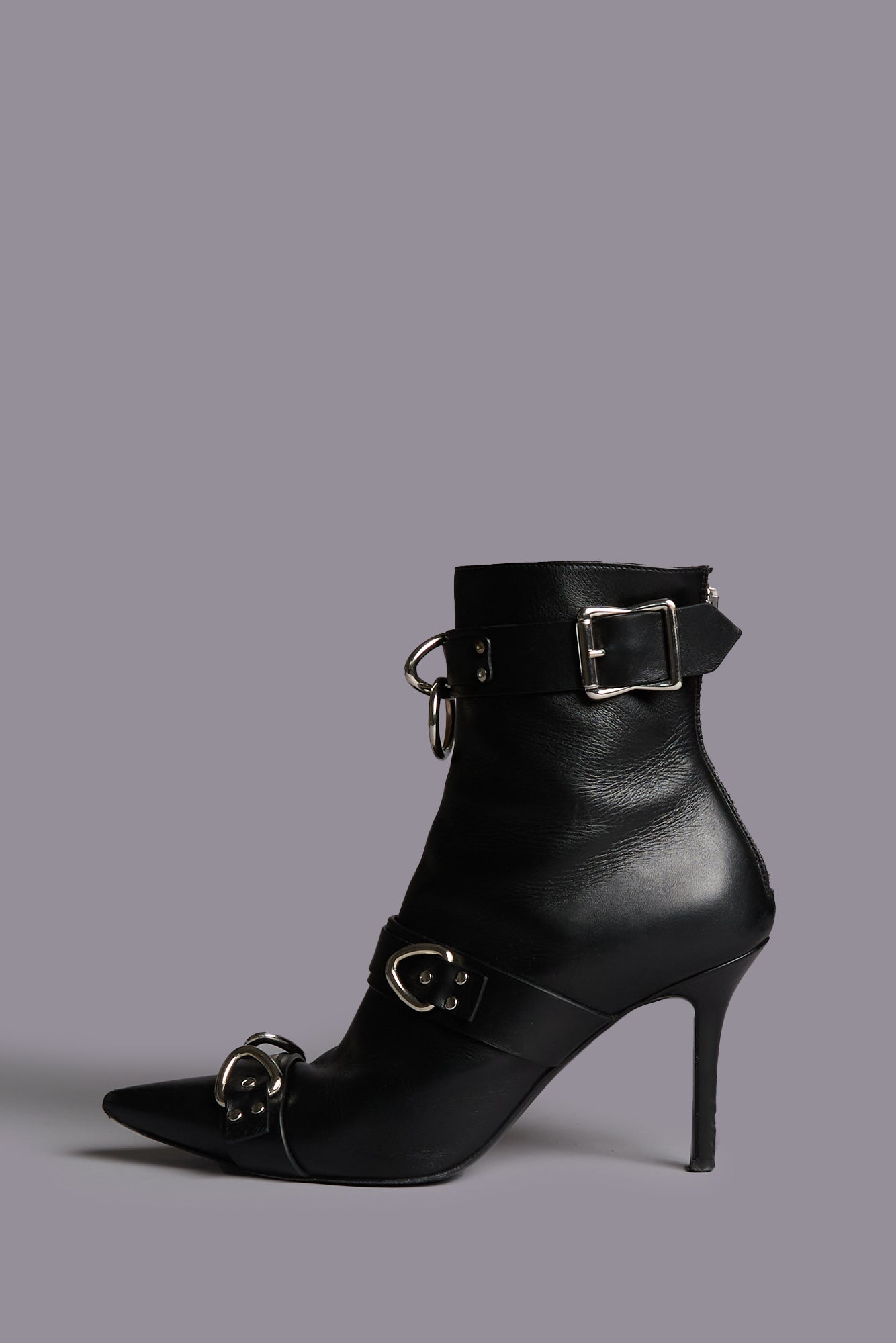 STRAPPED SKINNY ANKLE HEELED BOOT - BLACK - R13