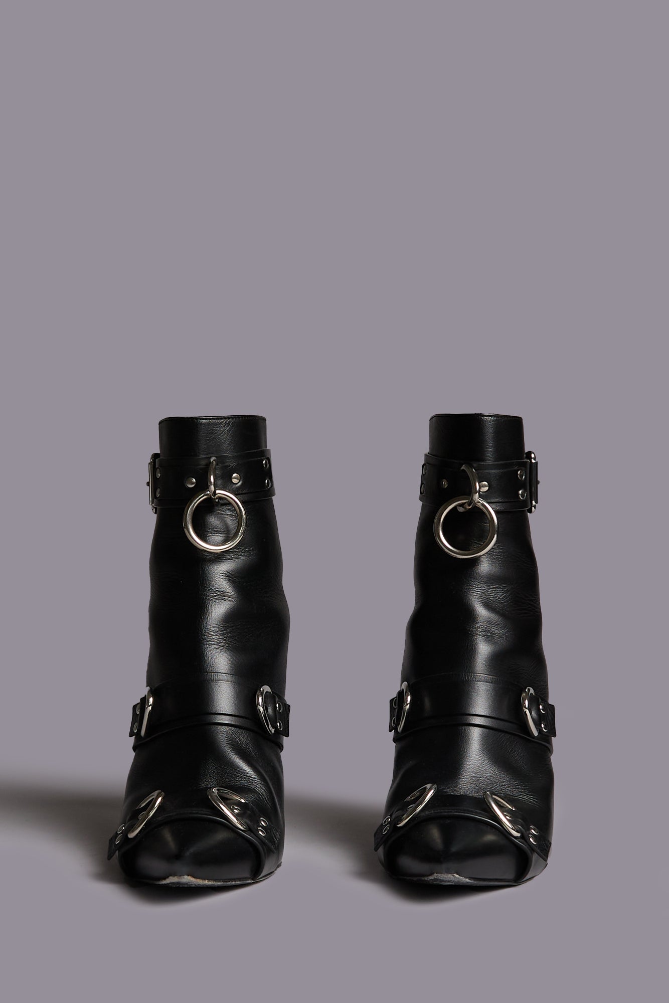 STRAPPED SKINNY ANKLE HEELED BOOT - BLACK - R13