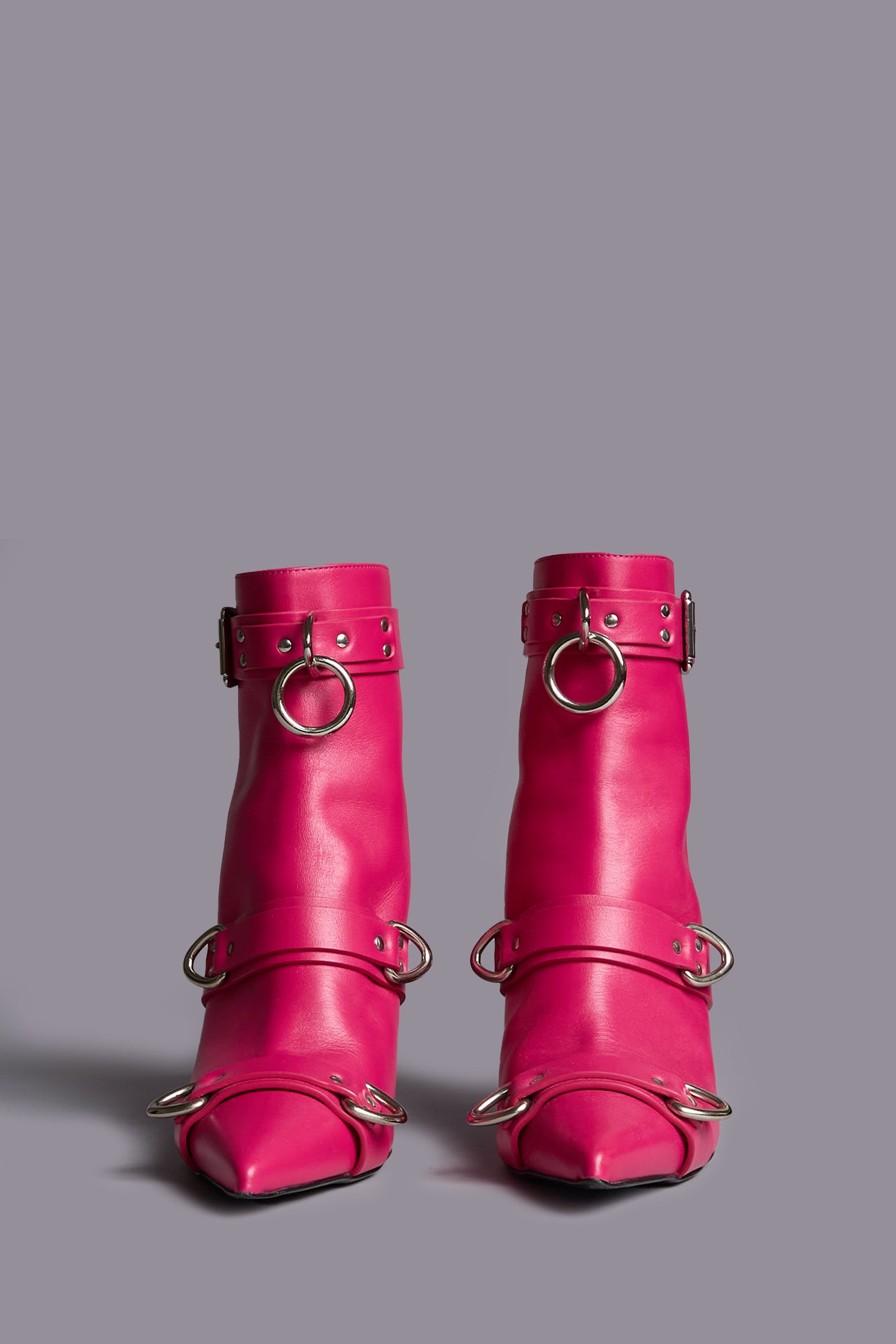 STRAPPED SKINNY ANKLE HEELED BOOT - BRIGHT PINK - R13