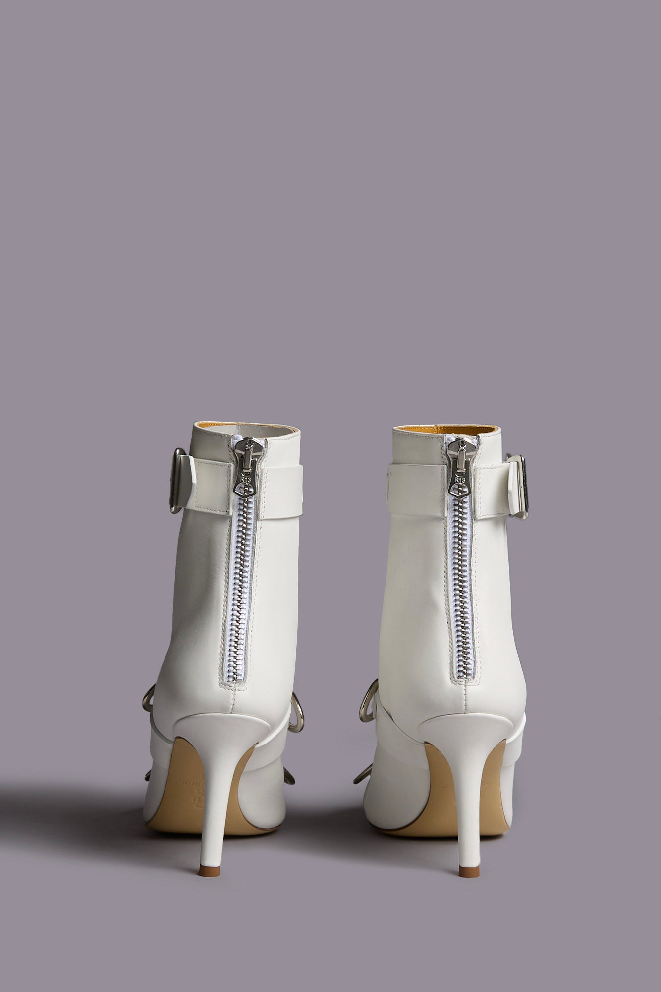 STRAPPED SKINNY ANKLE HEELED BOOT - WHITE - R13