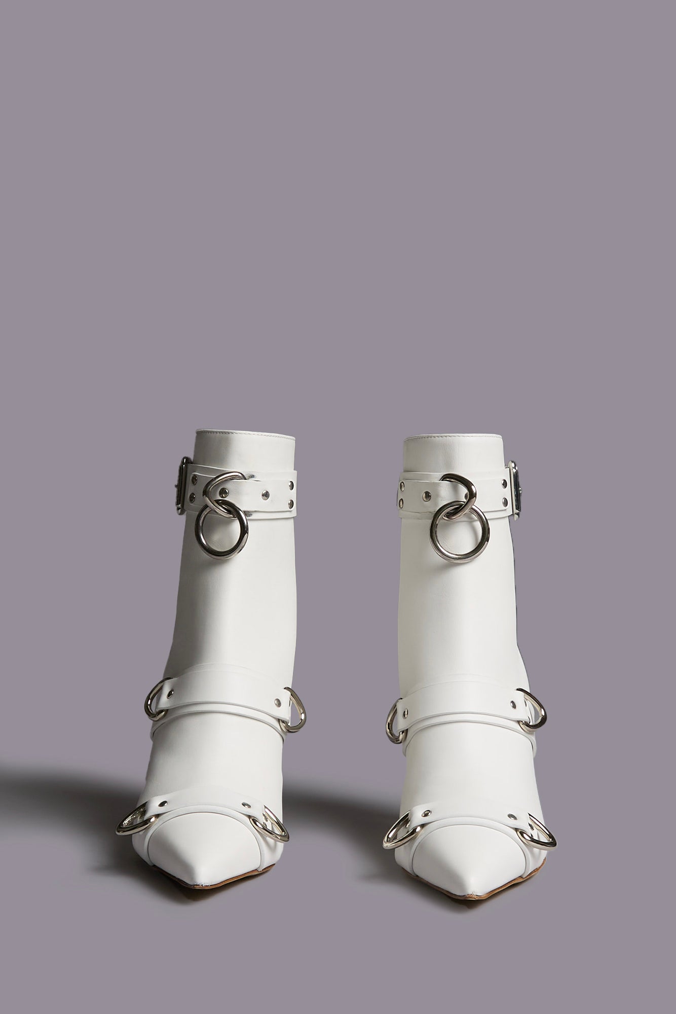 STRAPPED SKINNY ANKLE HEELED BOOT - WHITE - R13