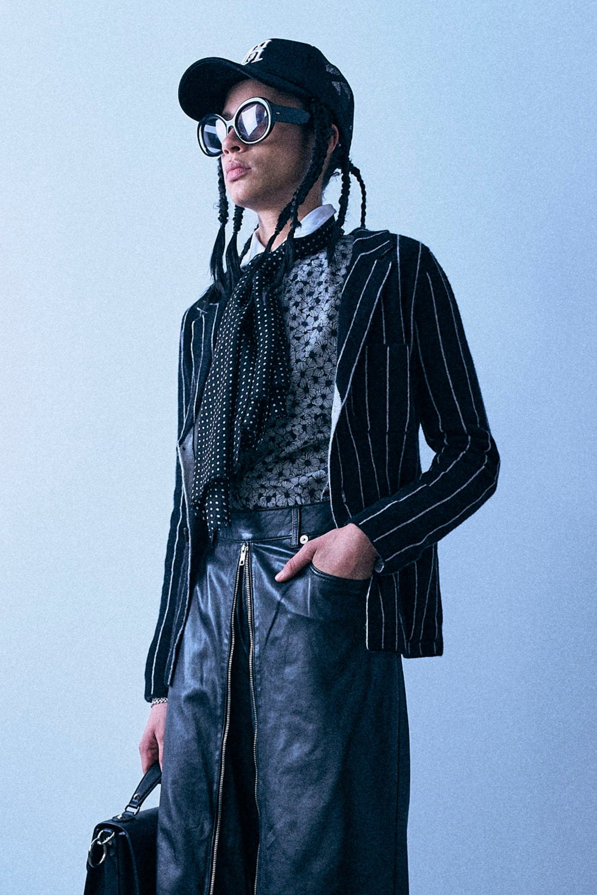 Super Shrunken Sweater Blazer - Black And White Stripe - R13