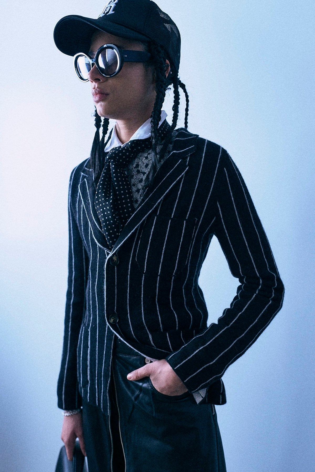 Super Shrunken Sweater Blazer - Black And White Stripe - R13