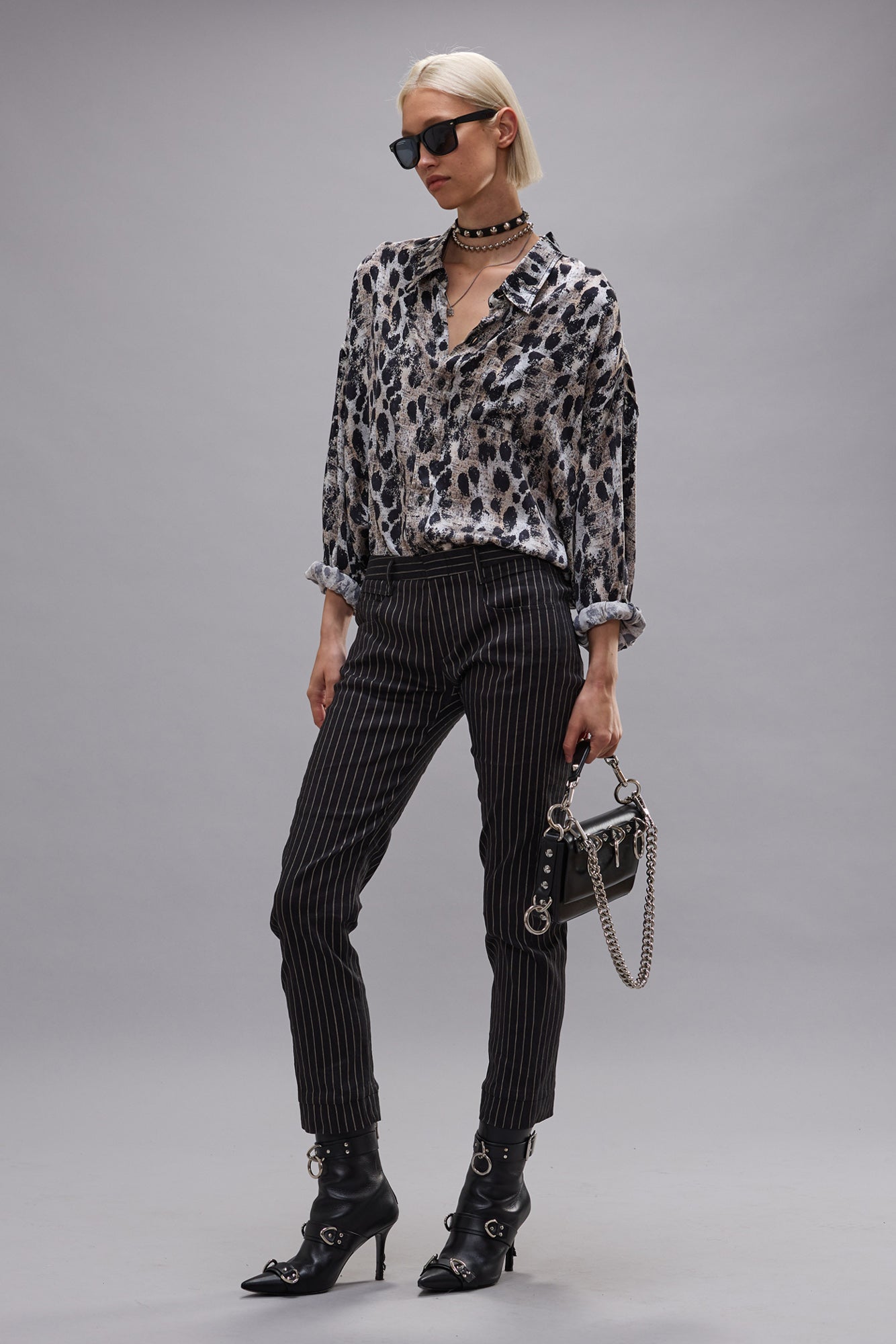 TAILORED BOY STRAIGHT - BLACK SILVER PINSTRIPE - R13