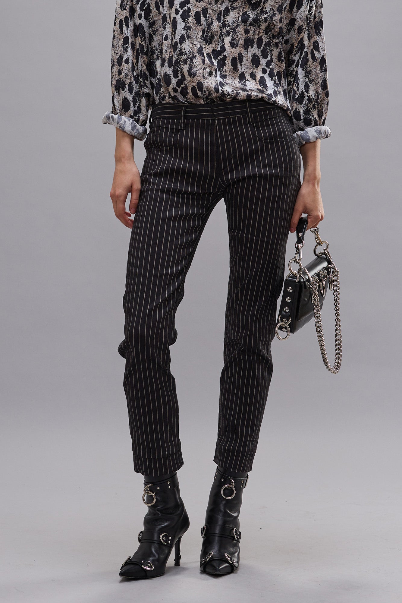 TAILORED BOY STRAIGHT - BLACK SILVER PINSTRIPE - R13