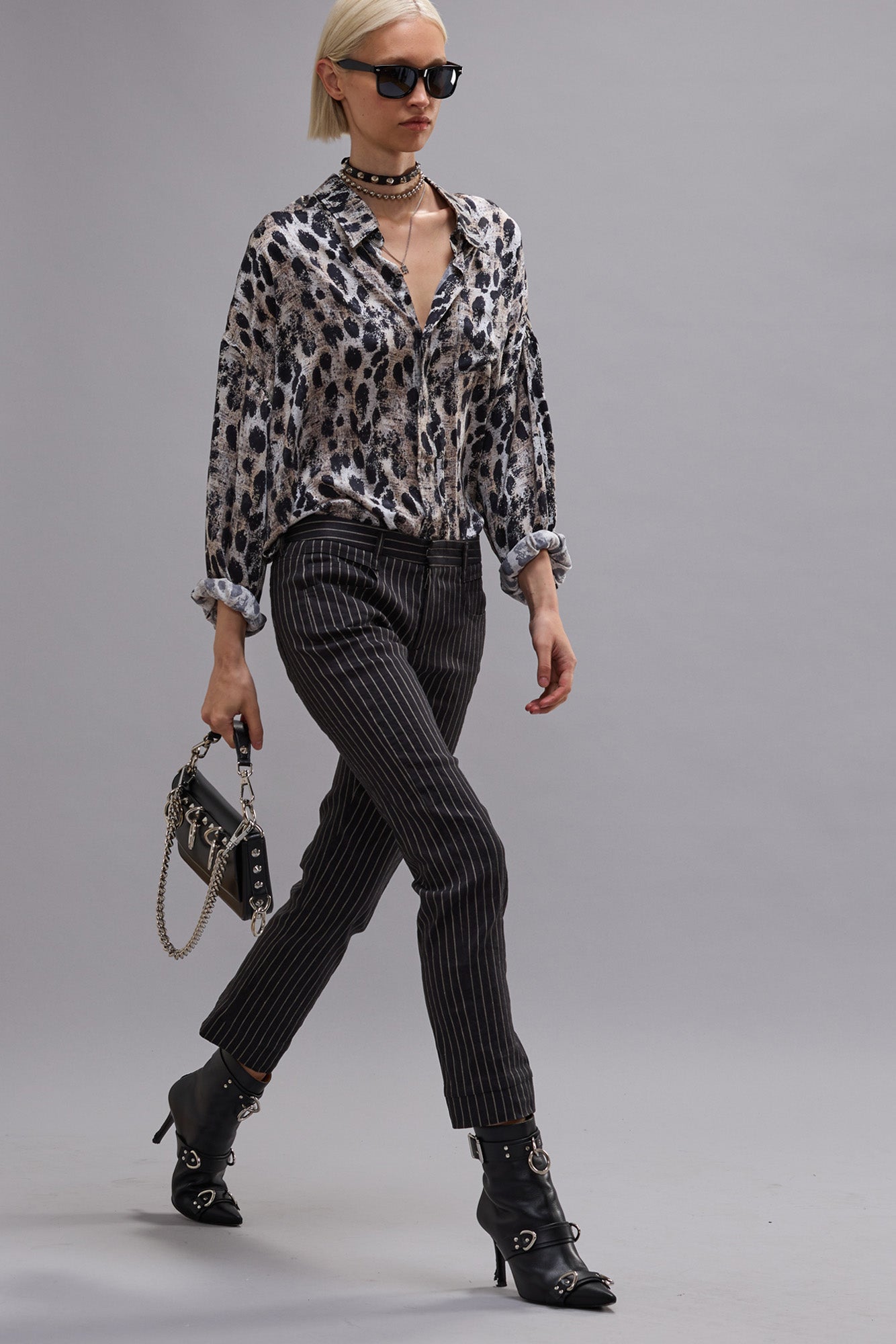 TAILORED BOY STRAIGHT - BLACK SILVER PINSTRIPE - R13