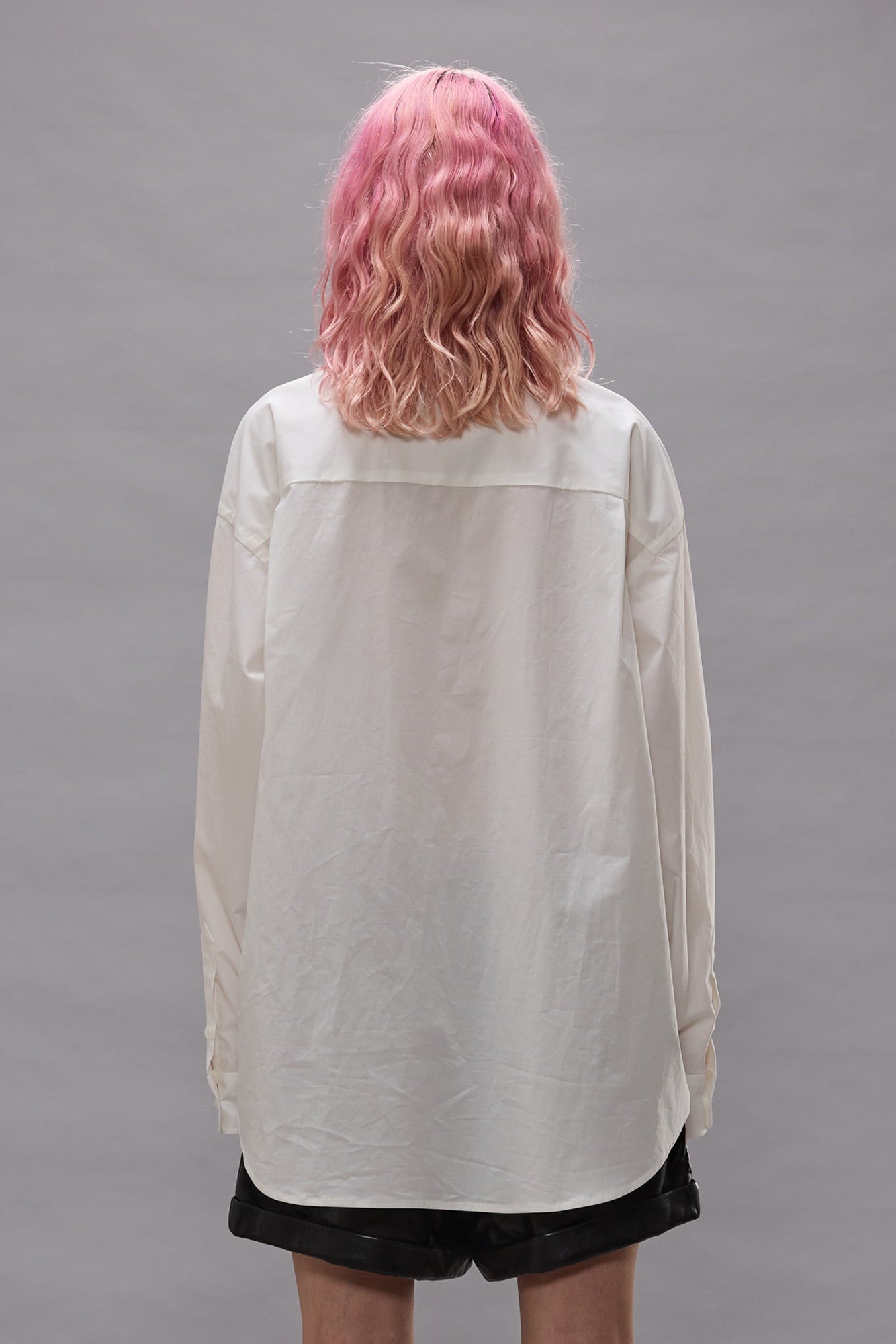 Tall Collar Boyfriend Button Up Shirt - White - R13